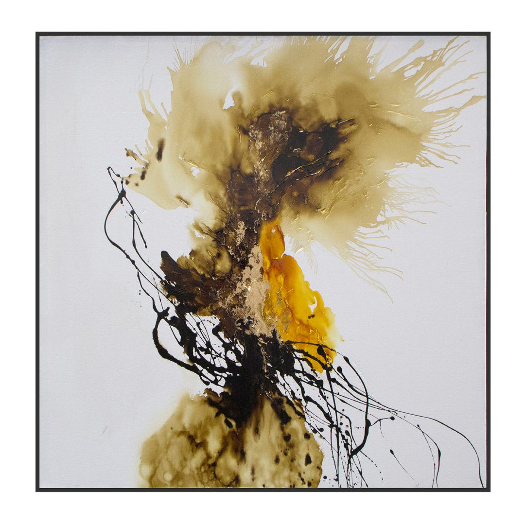 Natura Gold & Black Hand-Painted Abstract Canvas Wall Art