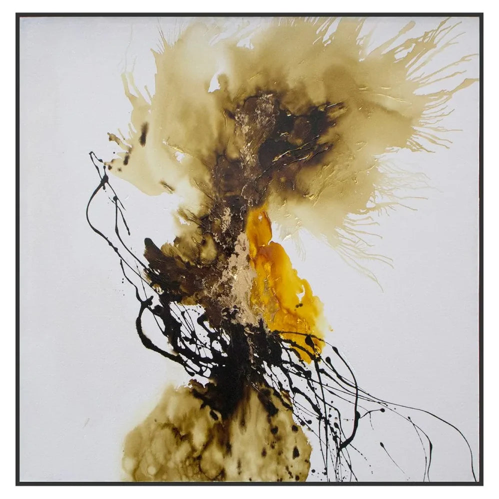 Natura Gold & Black Hand-Painted Abstract Canvas Wall Art