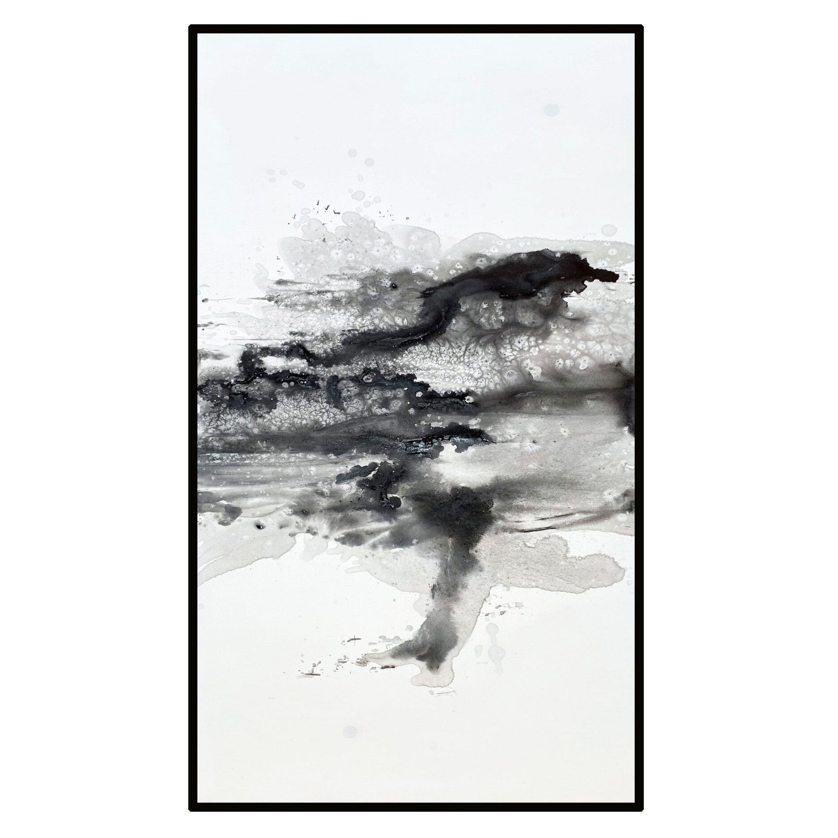 Flow IV Black Frame Hand-Painted Abstract Canvas Wall Art