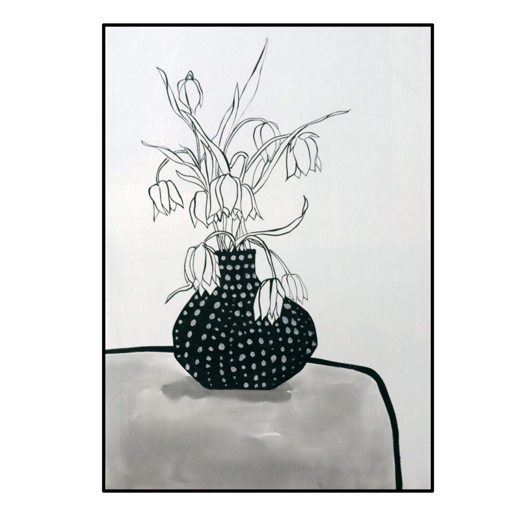 Lopez Black & White & Grey Hand-Painted Abstract Canvas Wall Art