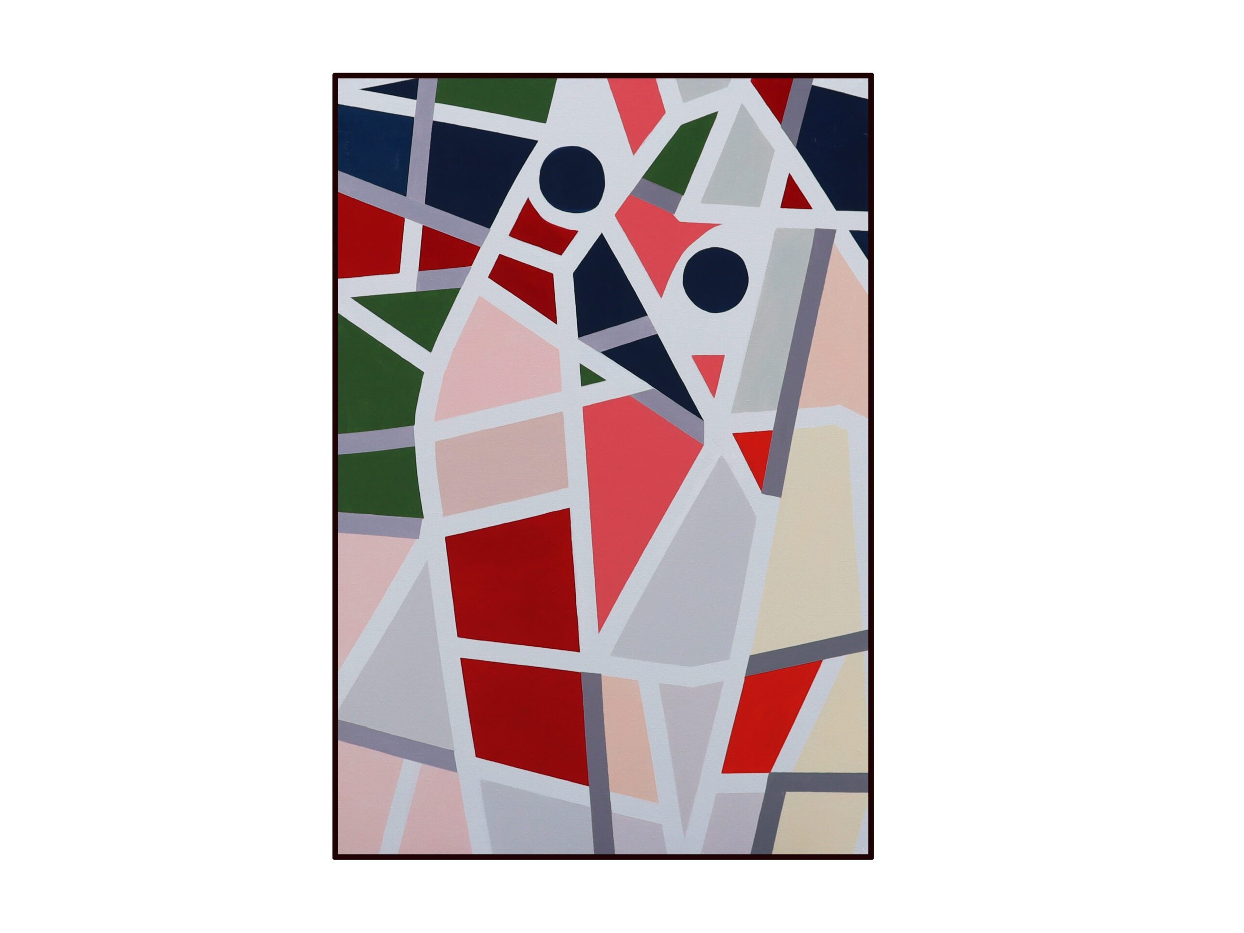 Piet Oil Painting - Red, Blue, Green & Grey