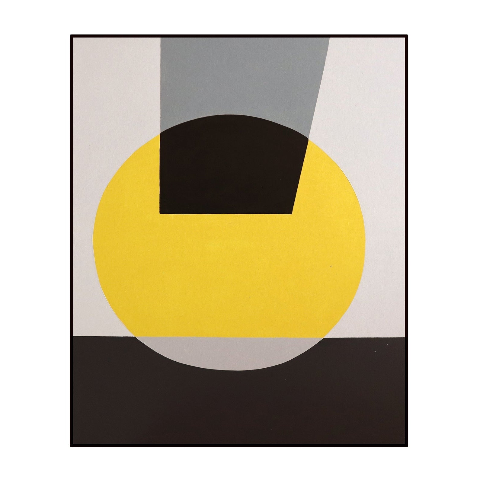 Sun Black & Yellow Hand-Painted Abstract Canvas Wall Art
