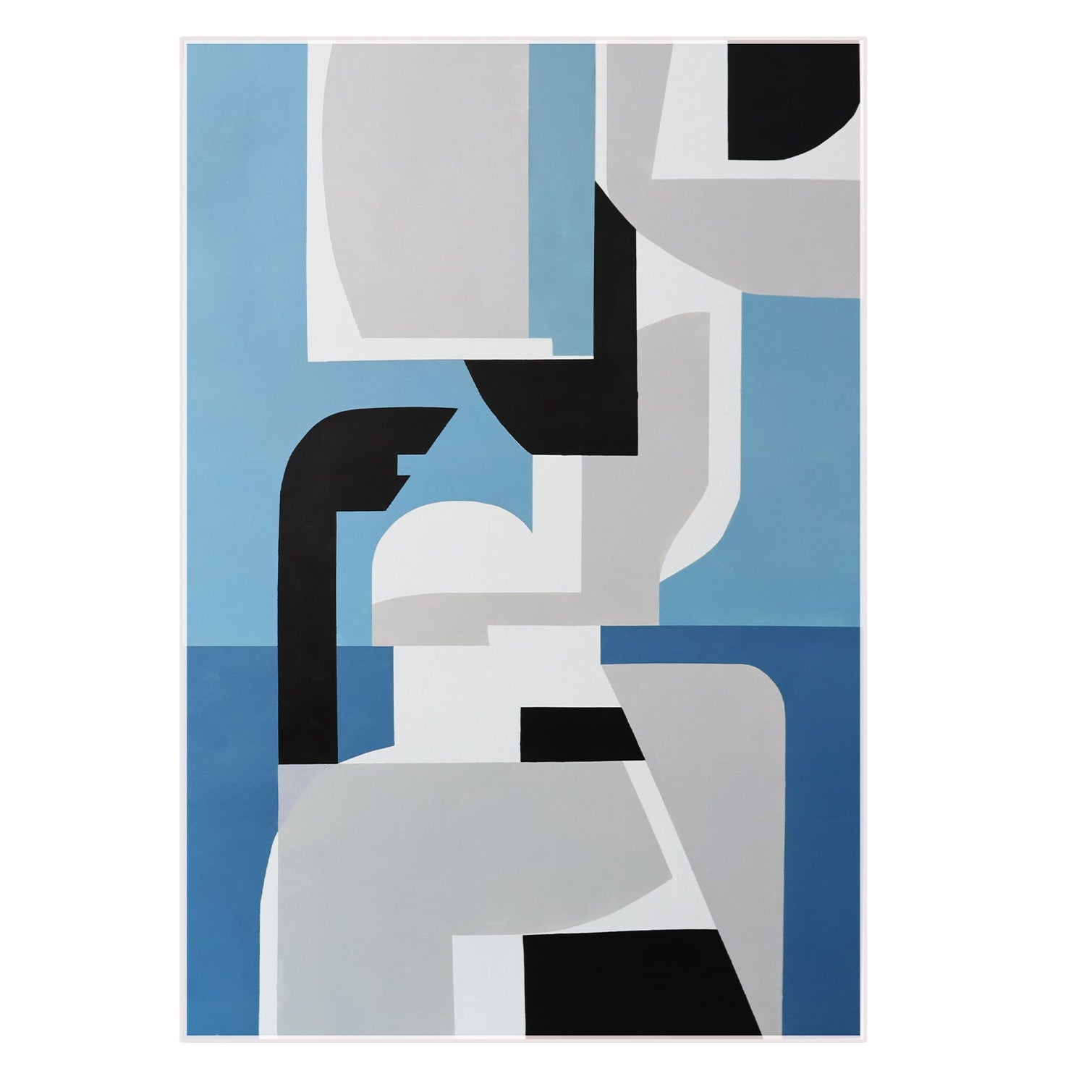 Arctic Blue & Grey Hand-Painted Abstract Canvas Wall Art
