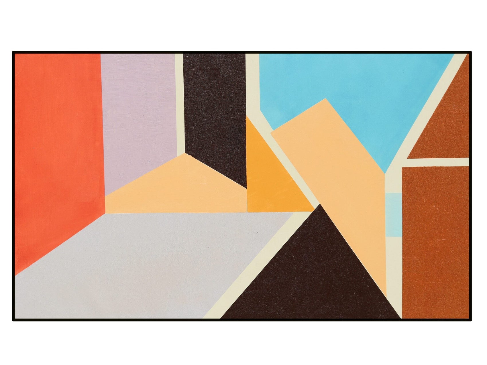 La Mer Orange & Blue & Purple Hand-Painted Abstract Canvas Wall Art