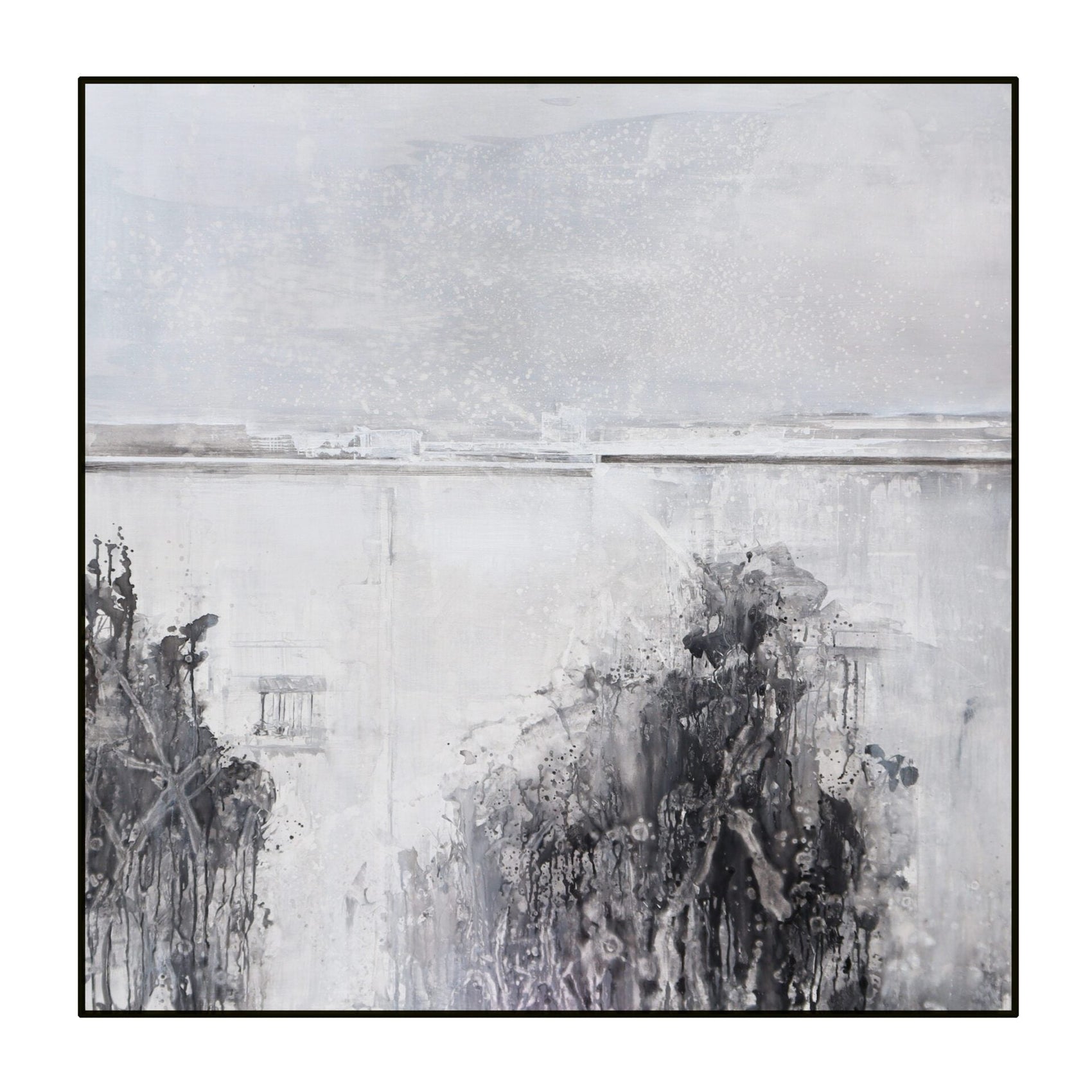 Theo Black & Grey Hand-Painted Abstract Canvas Wall Art