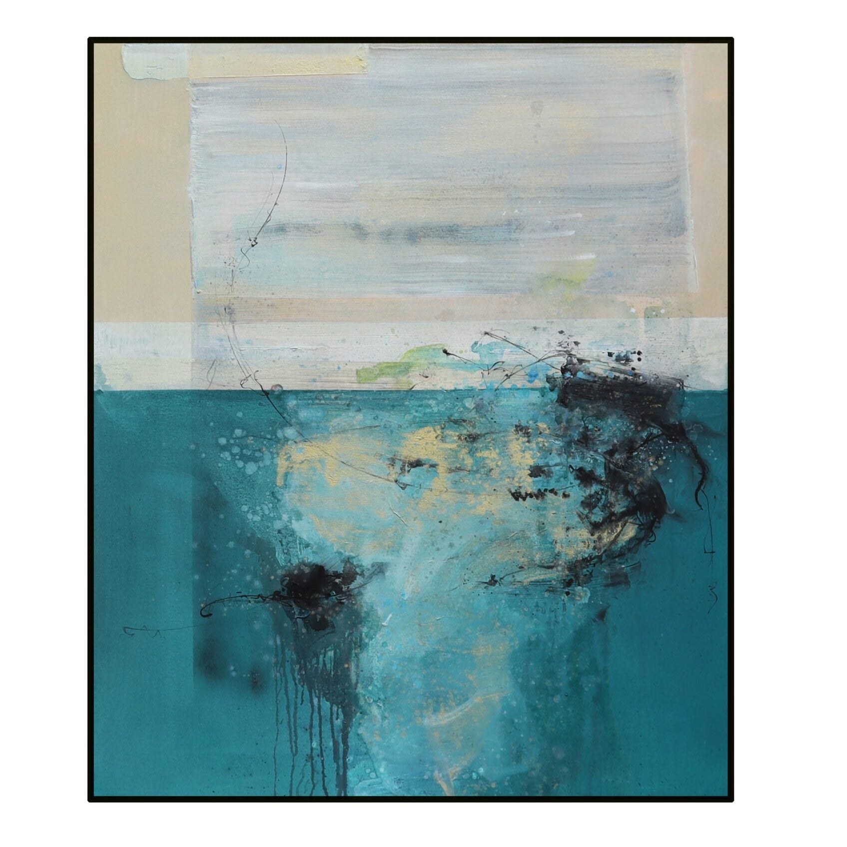Allie Blue & Beige Hand-Painted Abstract Canvas Wall Art