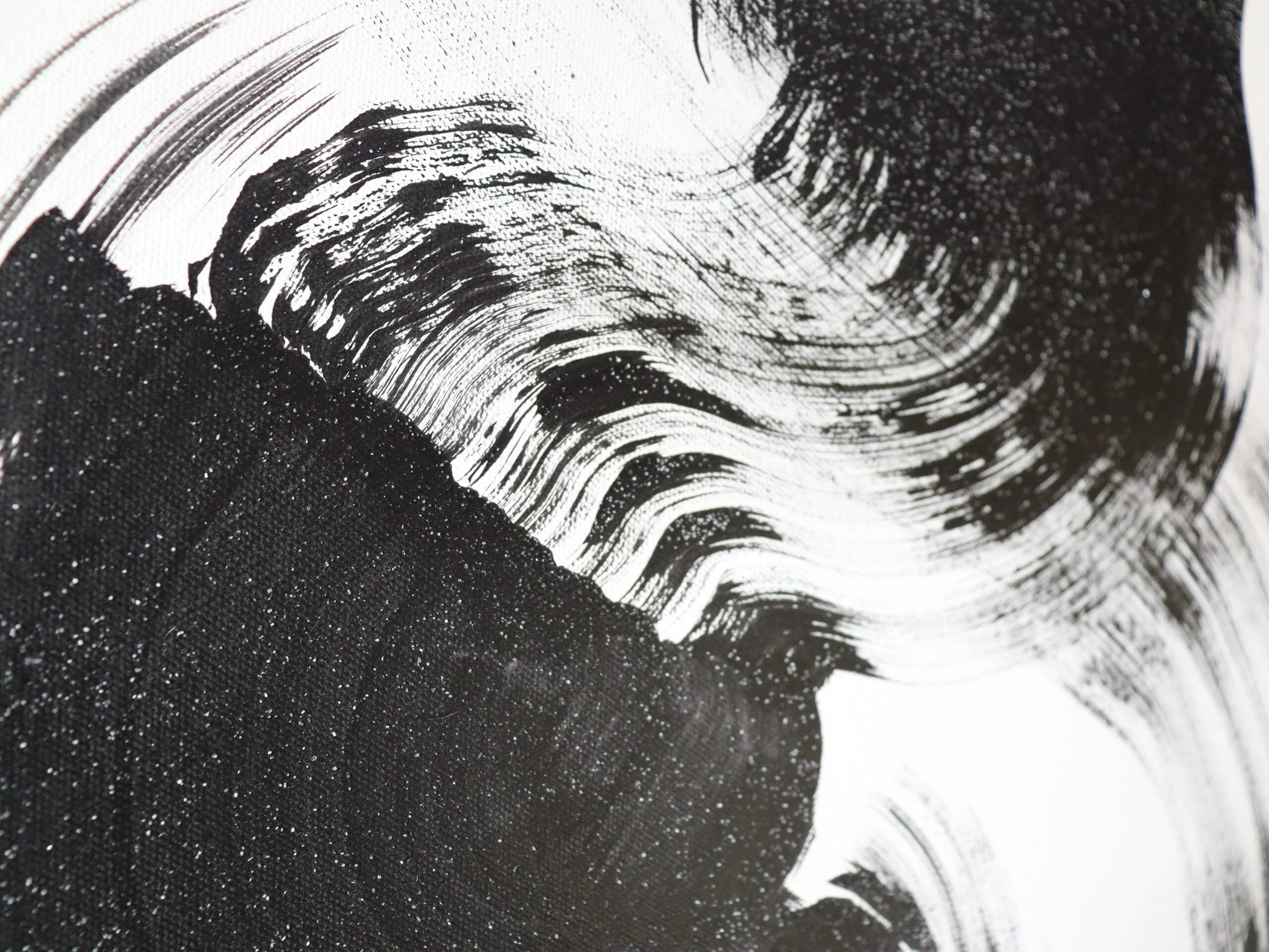 Elegy Black & White Hand-Painted Abstract Canvas Wall Art