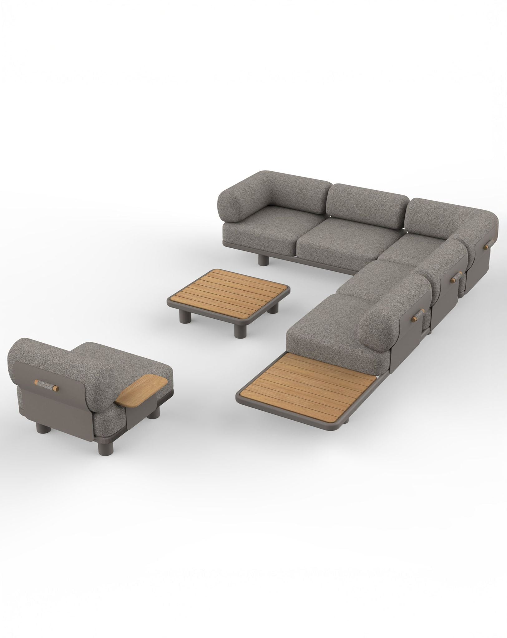 Leox Modular 5 Seater Grey Corner Sofa Set with Coffee Table
