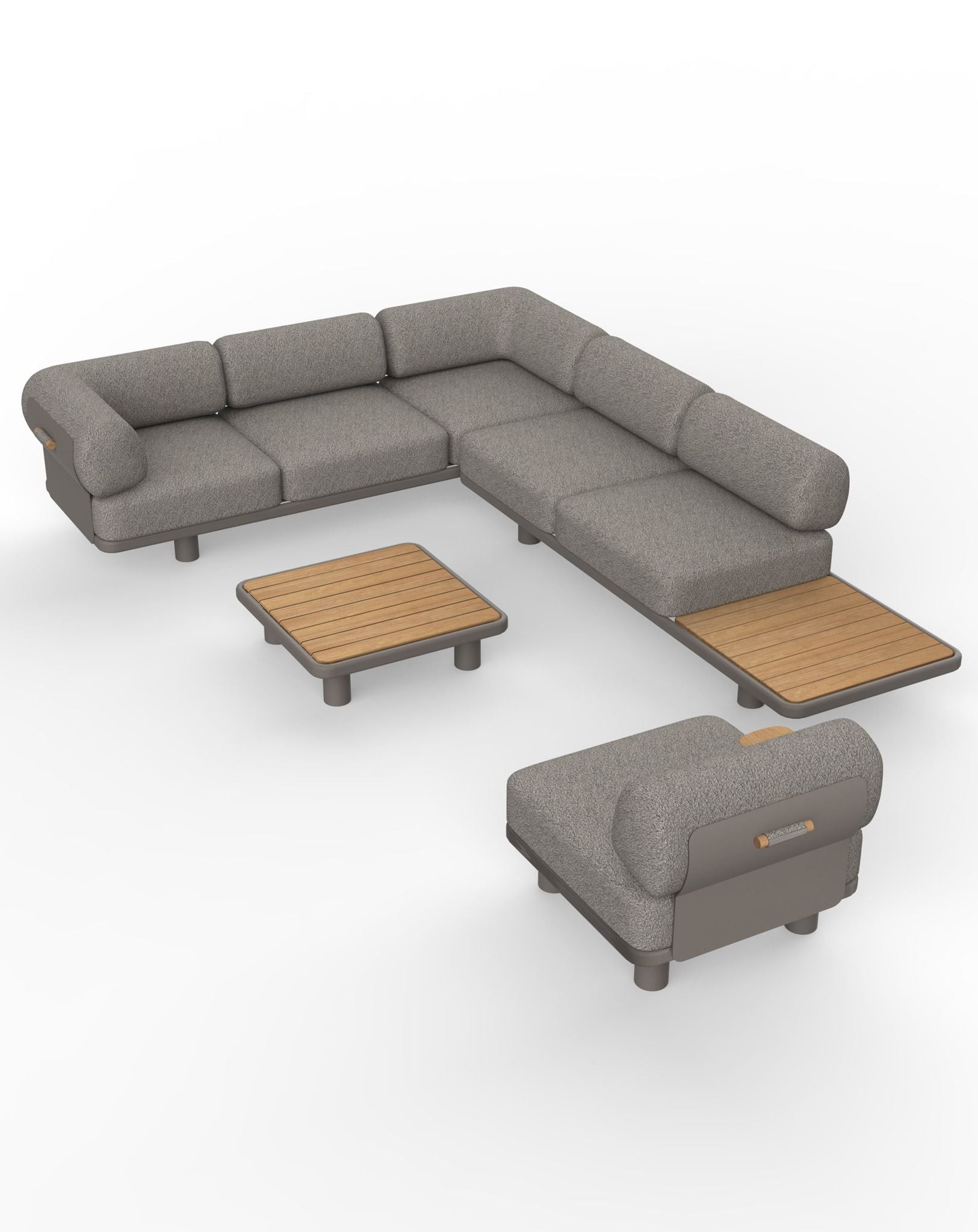 Leox Modular 5 Seater Grey Corner Sofa Set with Coffee Table