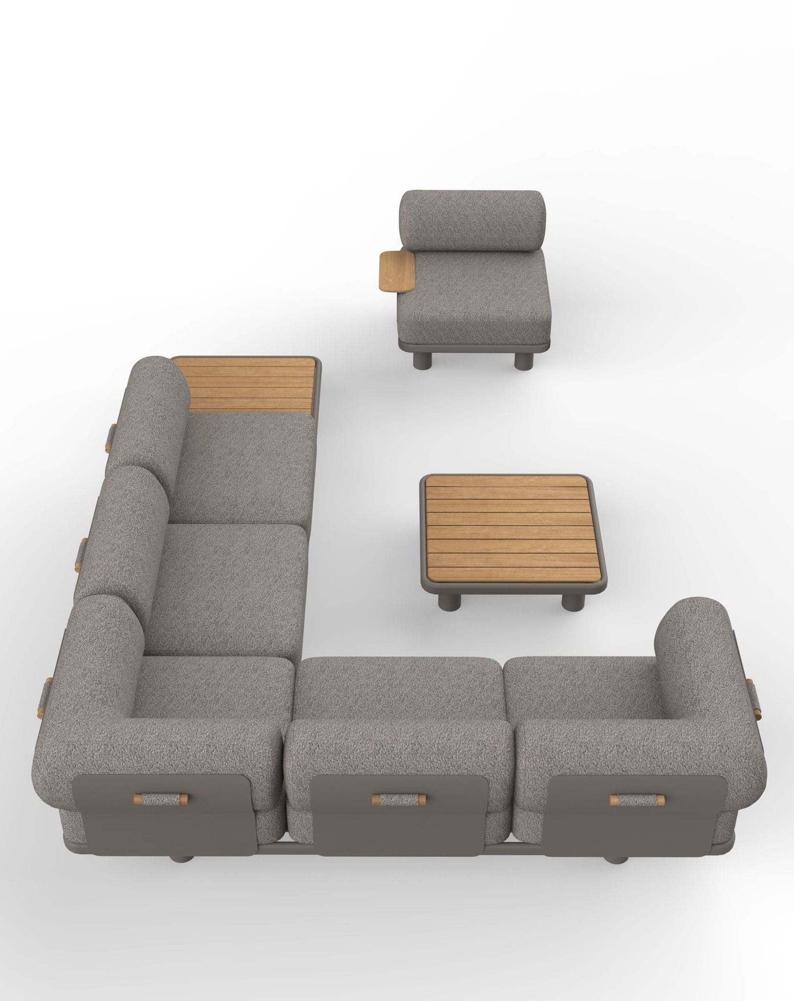 Leox Modular 5 Seater Grey Corner Sofa Set with Coffee Table
