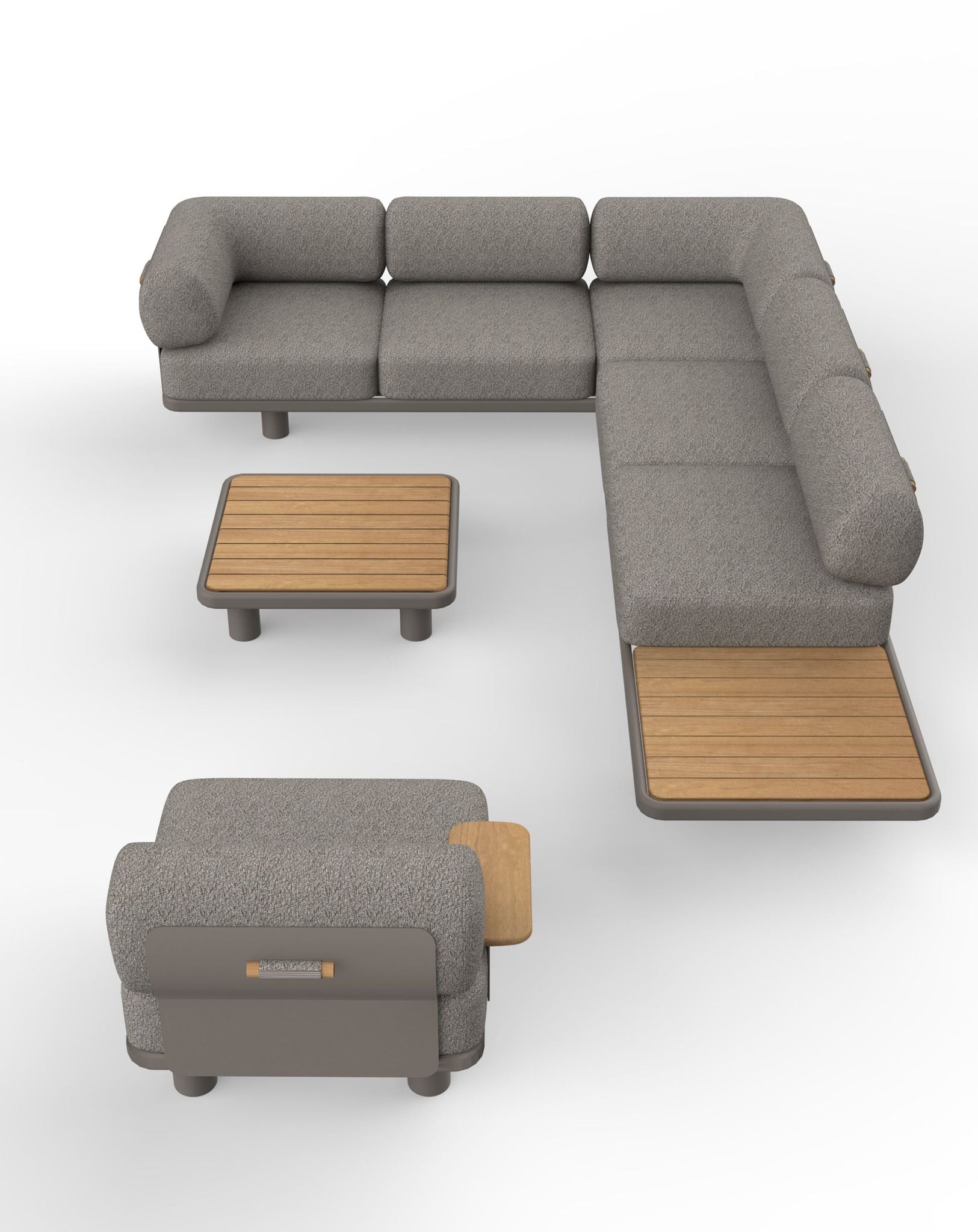 Leox Modular 5 Seater Grey Corner Sofa Set with Coffee Table