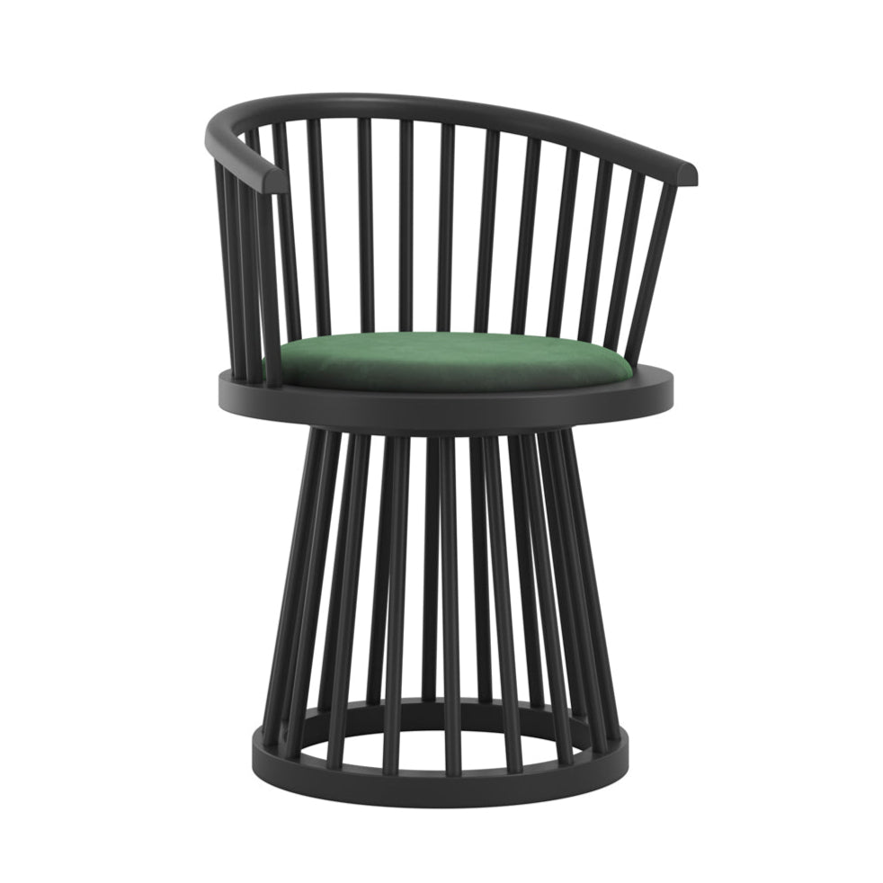 Lina Forest Green Velvet & Black Dining Chair