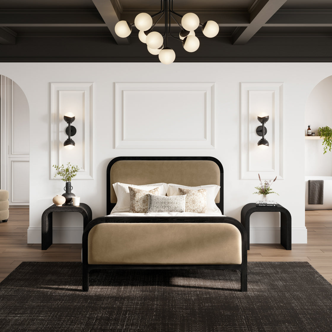 Ines Mole Brown Velvet King Size Bed