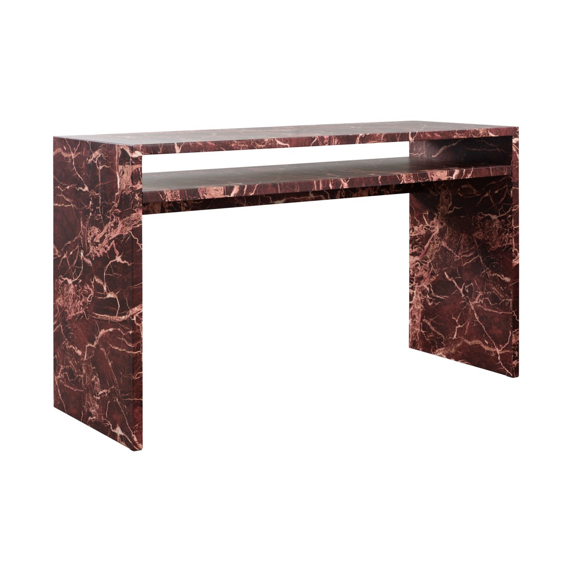Raffles Rosso Levanto Red Marble Desk/Console Table