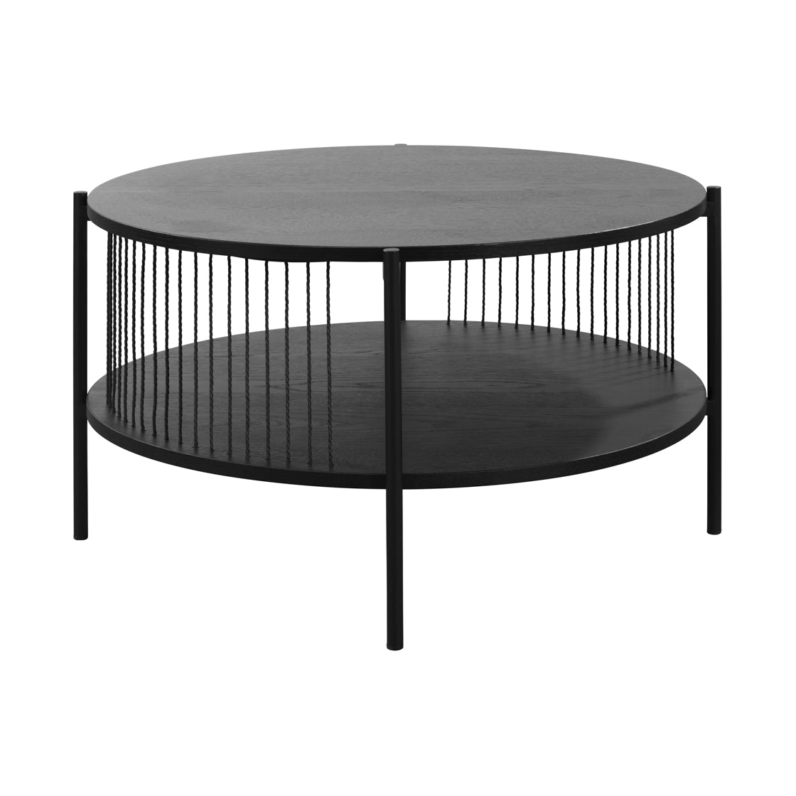 Harper Black Oak Wood Round Coffee Table