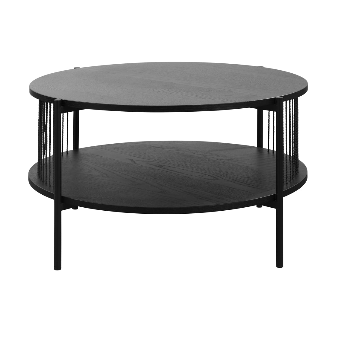 Harper Black Oak Wood Round Coffee Table