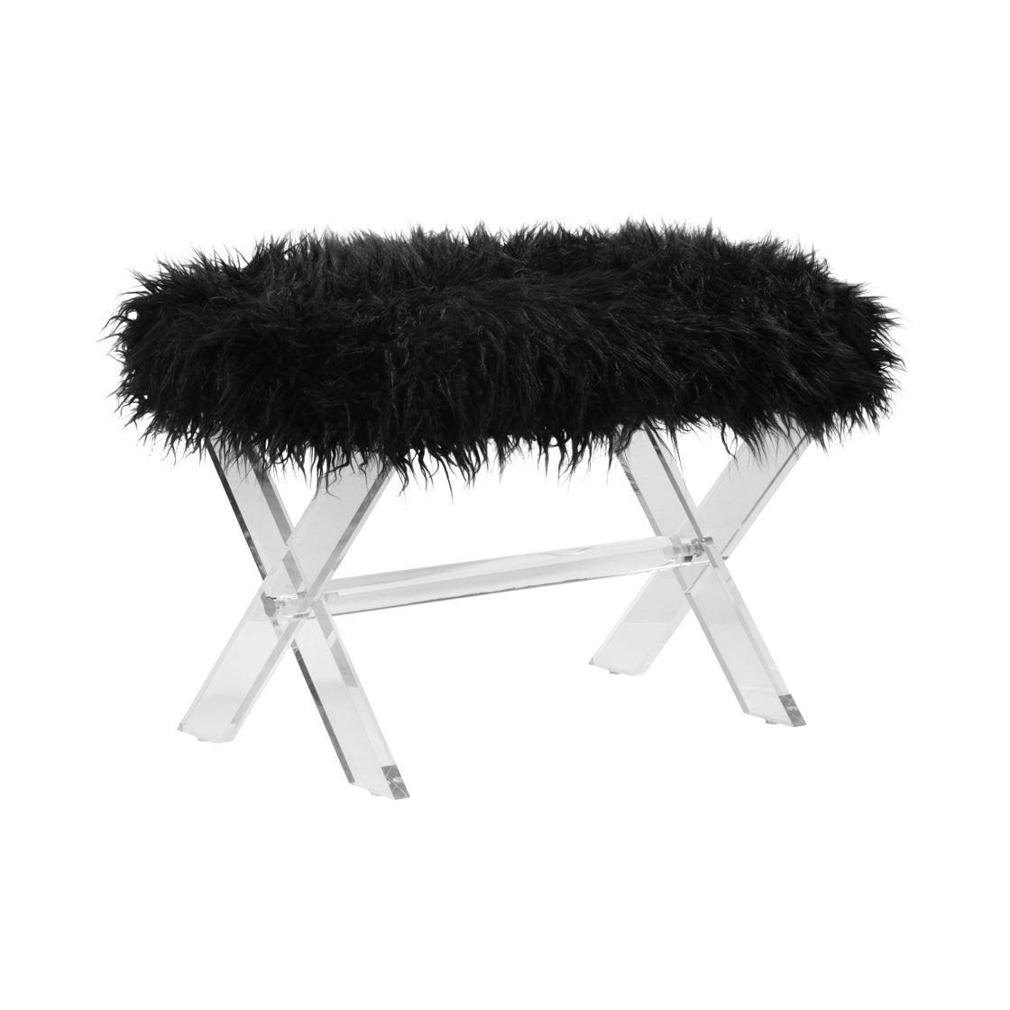 Cavallo Jet Black Faux Fur Stool
