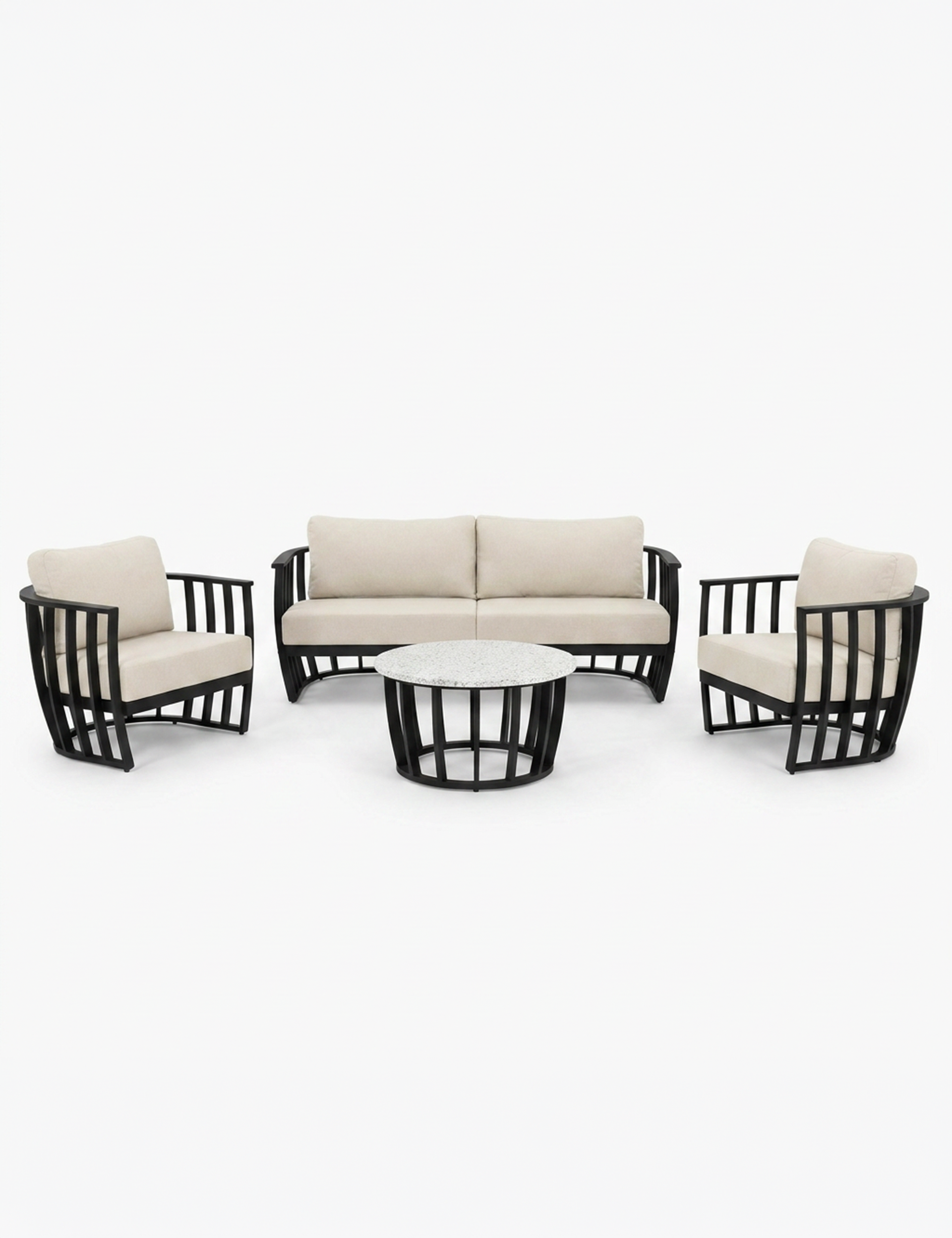 Senna 5 Seater Black Aluminium Lounging Set with Coffee Table