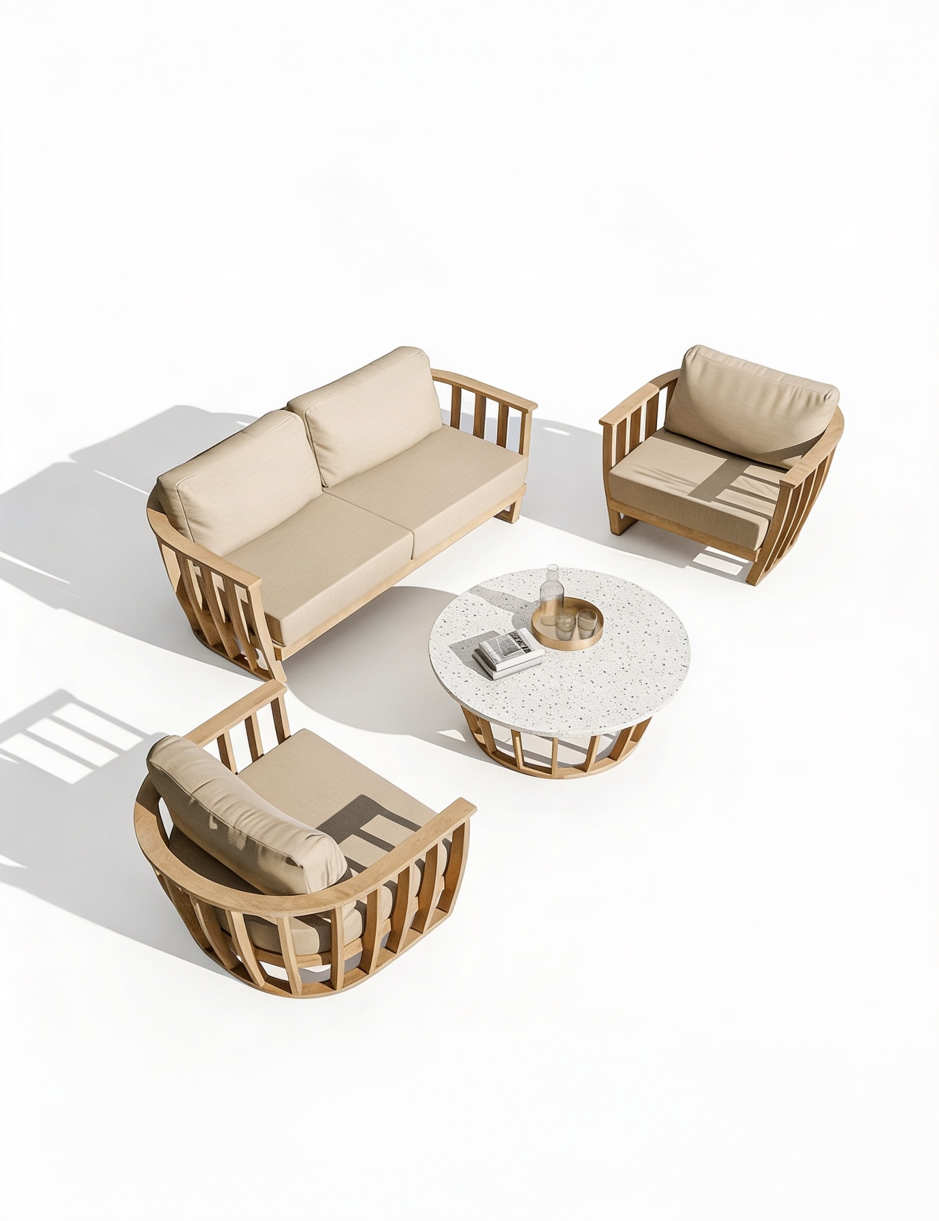 Senna 5 Seater Wood Lounging Set with Coffee Table