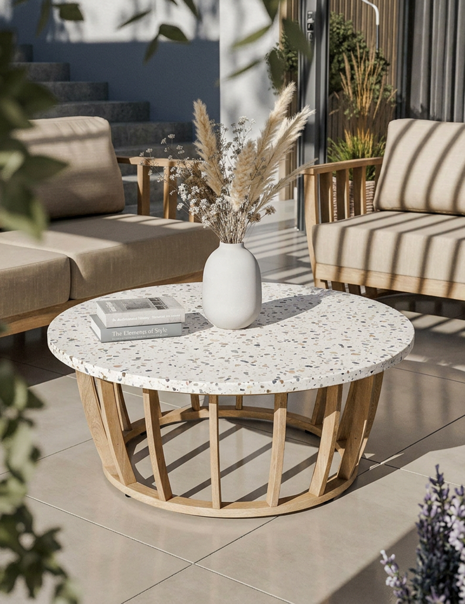 Senna 5 Seater Wood Lounging Set with Coffee Table