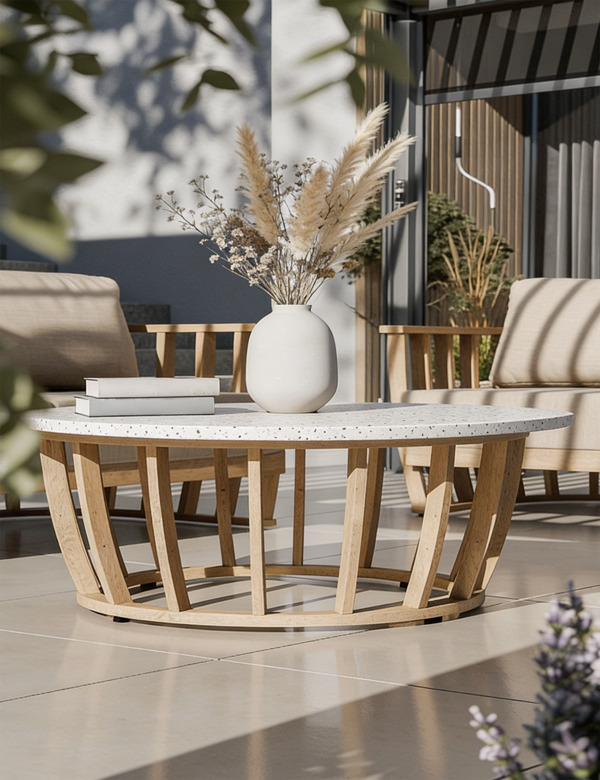 Senna 5 Seater Wood Lounging Set with Coffee Table