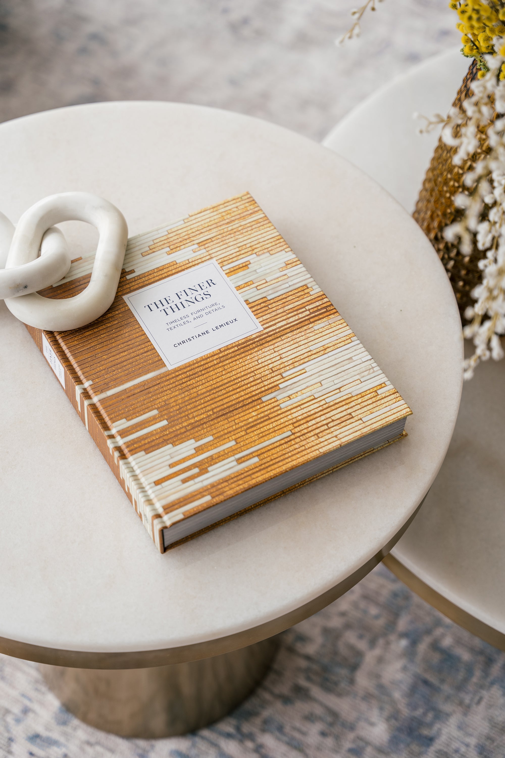 Camden Side Table - White Marble & Brushed Brass