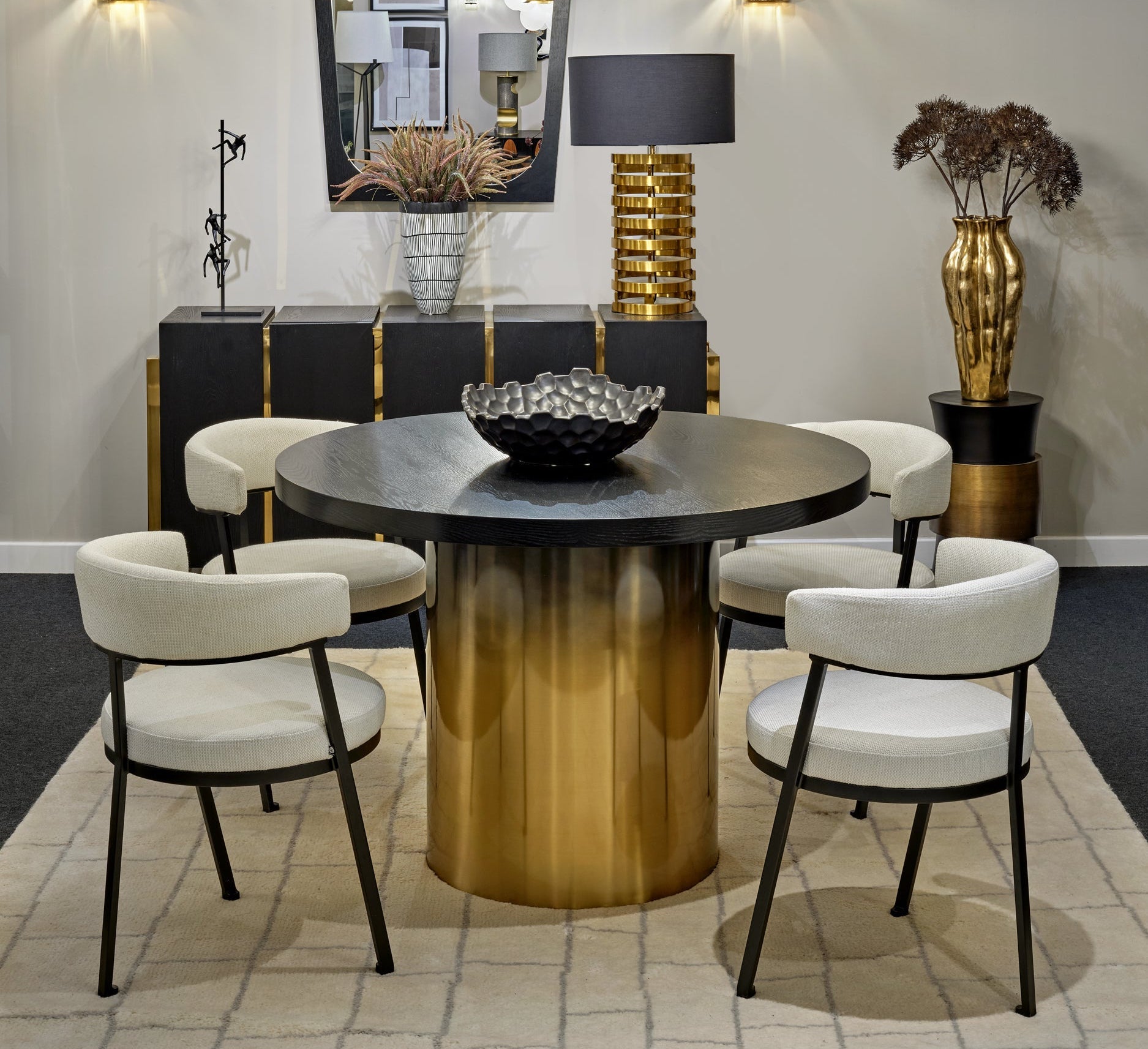 Dim Dining Table Small - Black & Gold Ombre
