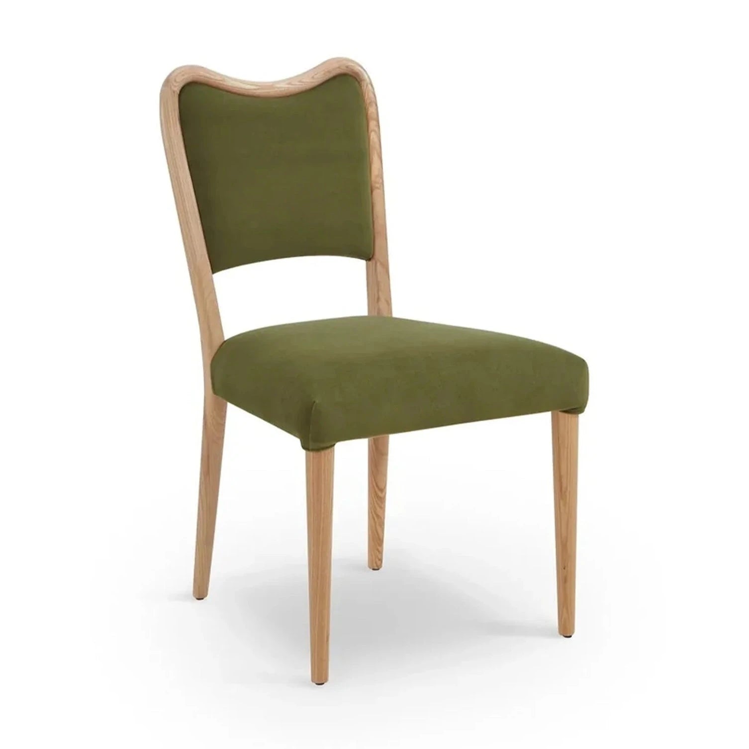 Adelaide Kaster II Olive Green Velvet & Brushed Natural Wood Dining Chair