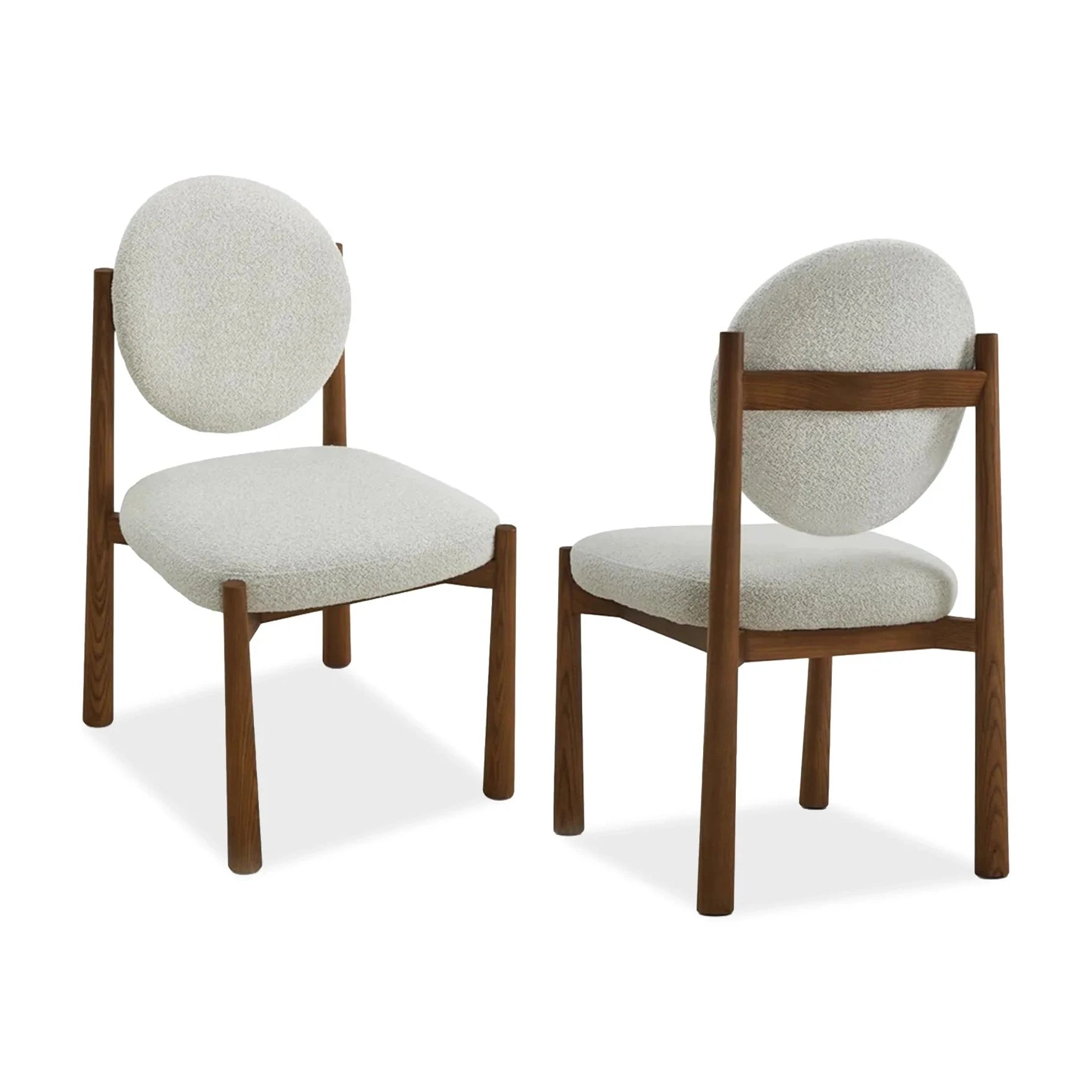 Set of 2 Latina Capella Ivory Chenille & Middle Brown Dining Chairs