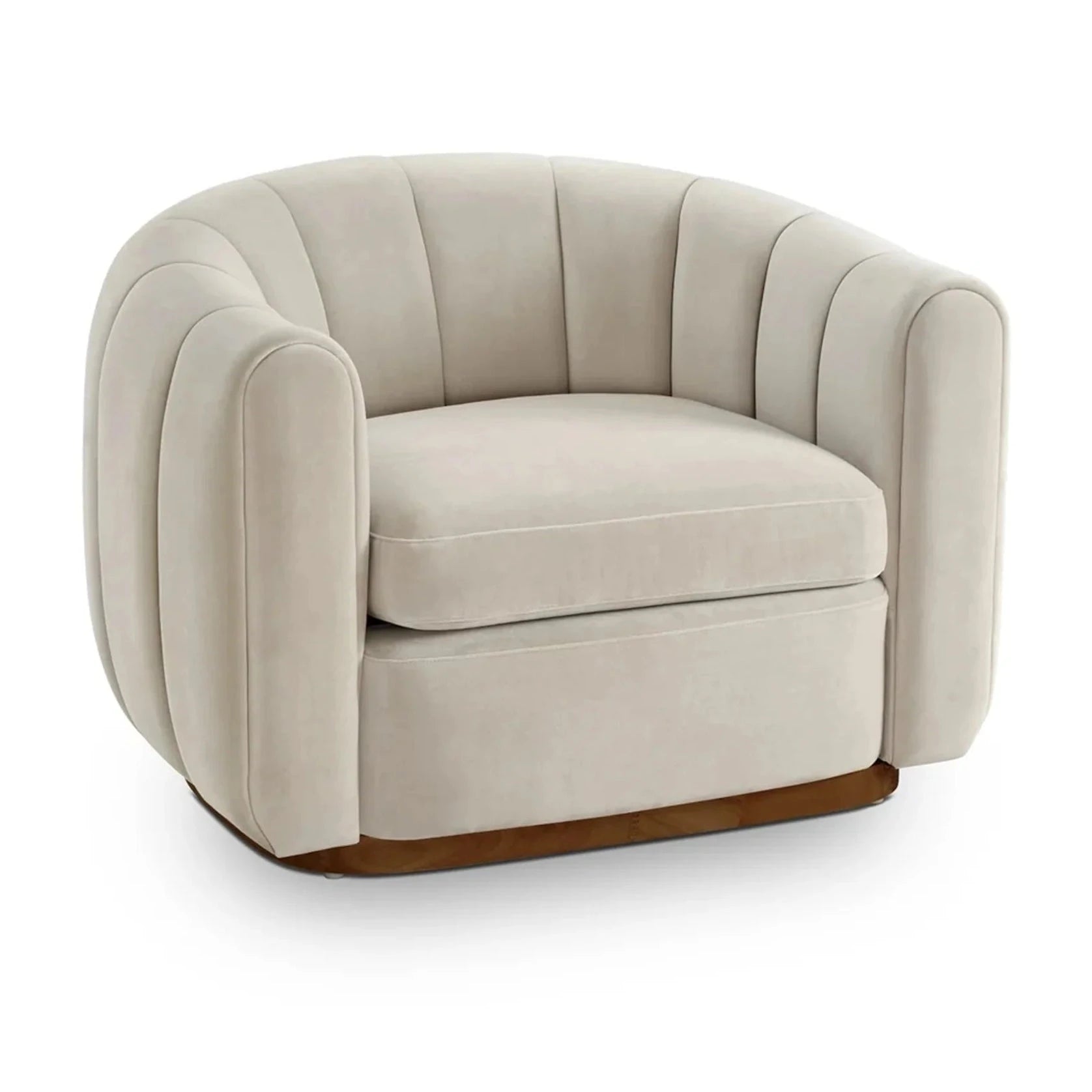 Arles Melbourne Stone Velvet & Walnut Armchair