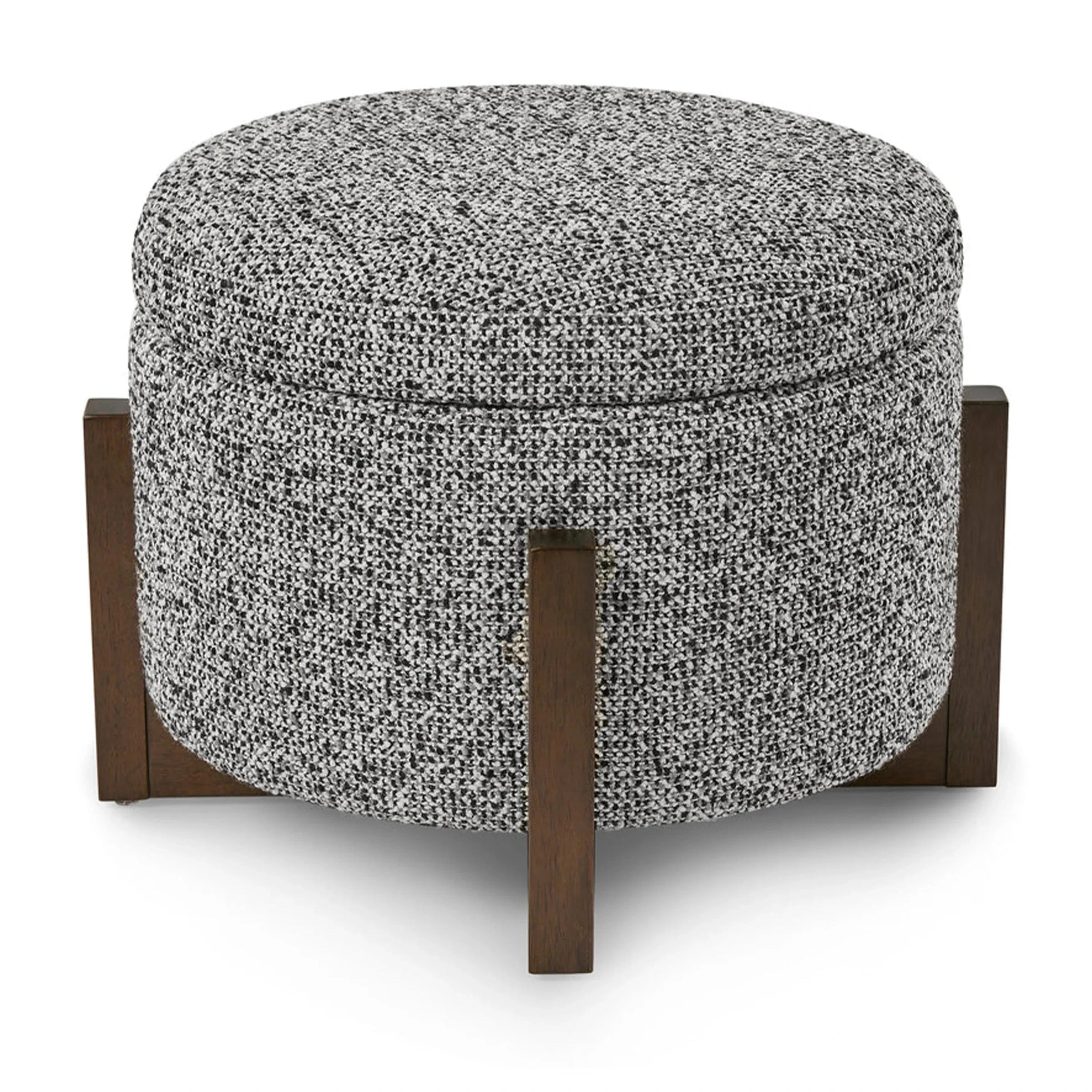 Asti Dexter Sparkle Stone Linen Look & Wood Ottoman