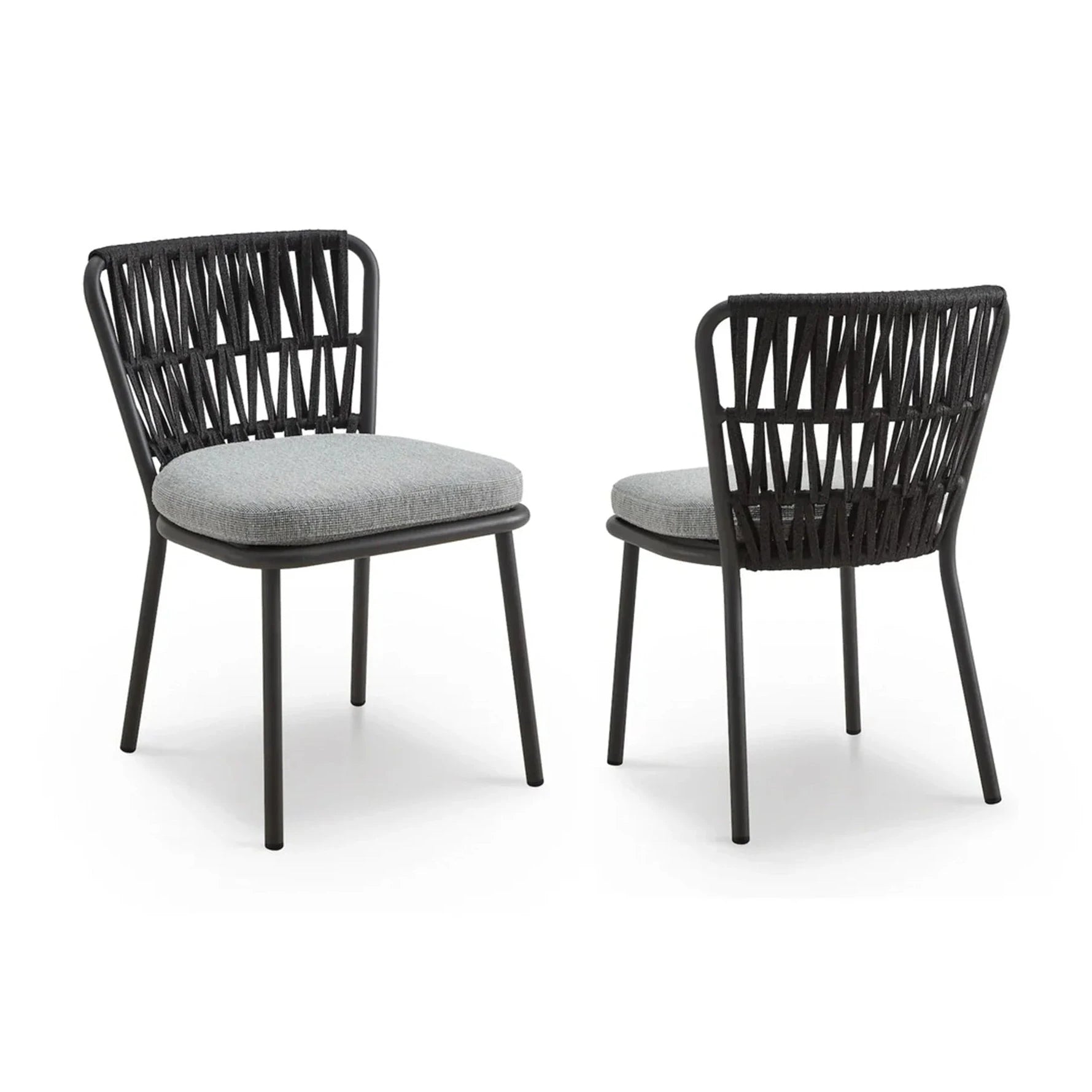 Set of 2 Ariana Hunter Stone & Charcoal Grey Outdoor Dining Chairs