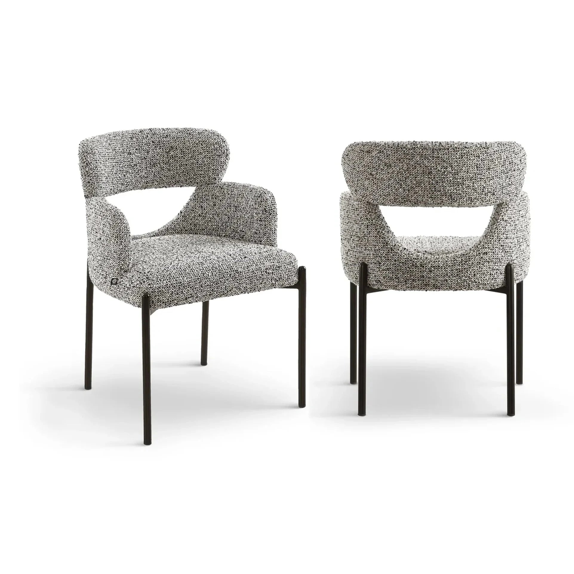 Set of 2 Aga Dexter Sparkle Stone Linen Look Dining Chairs