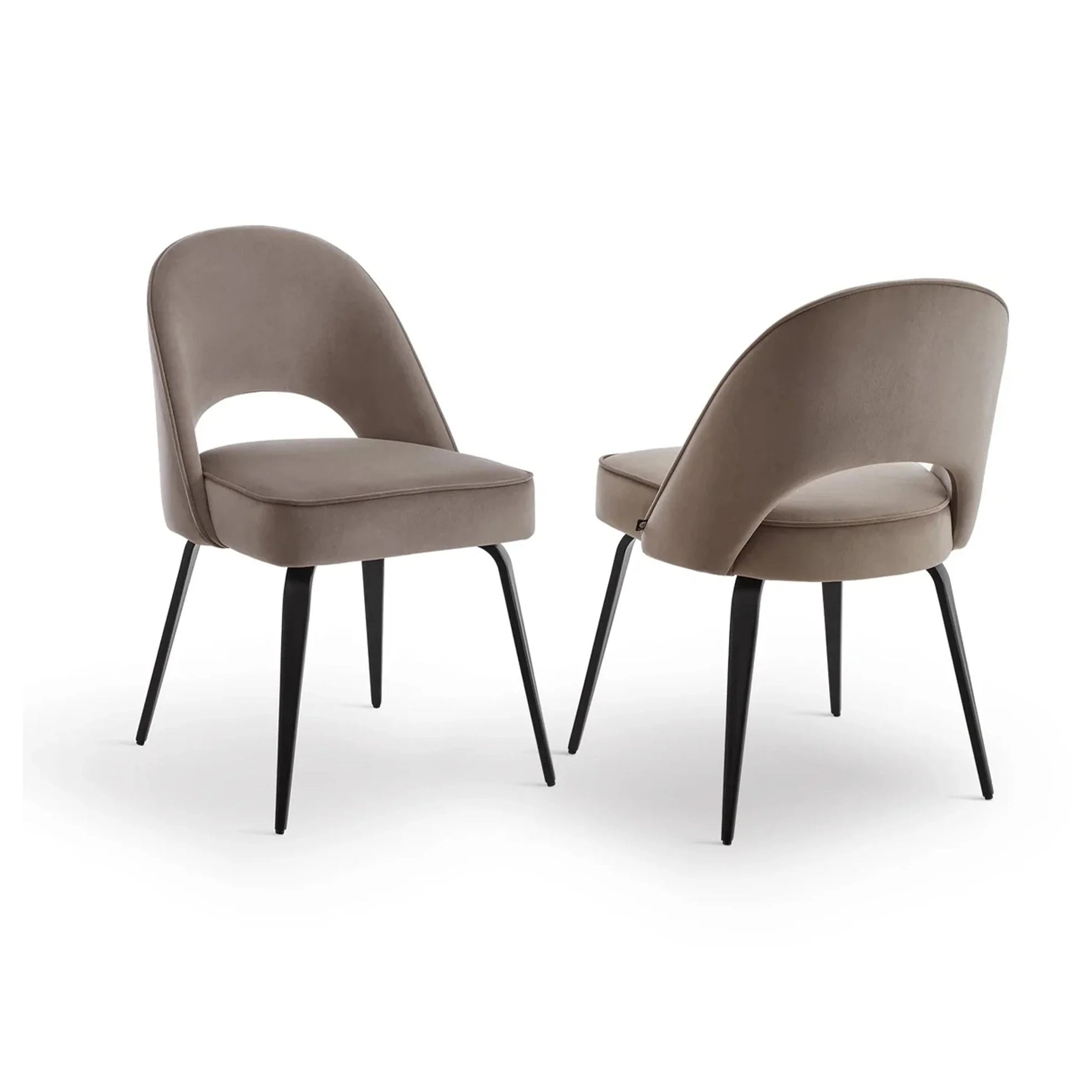 Set of 2 Yves Megan Mink Velvet Dining Chairs