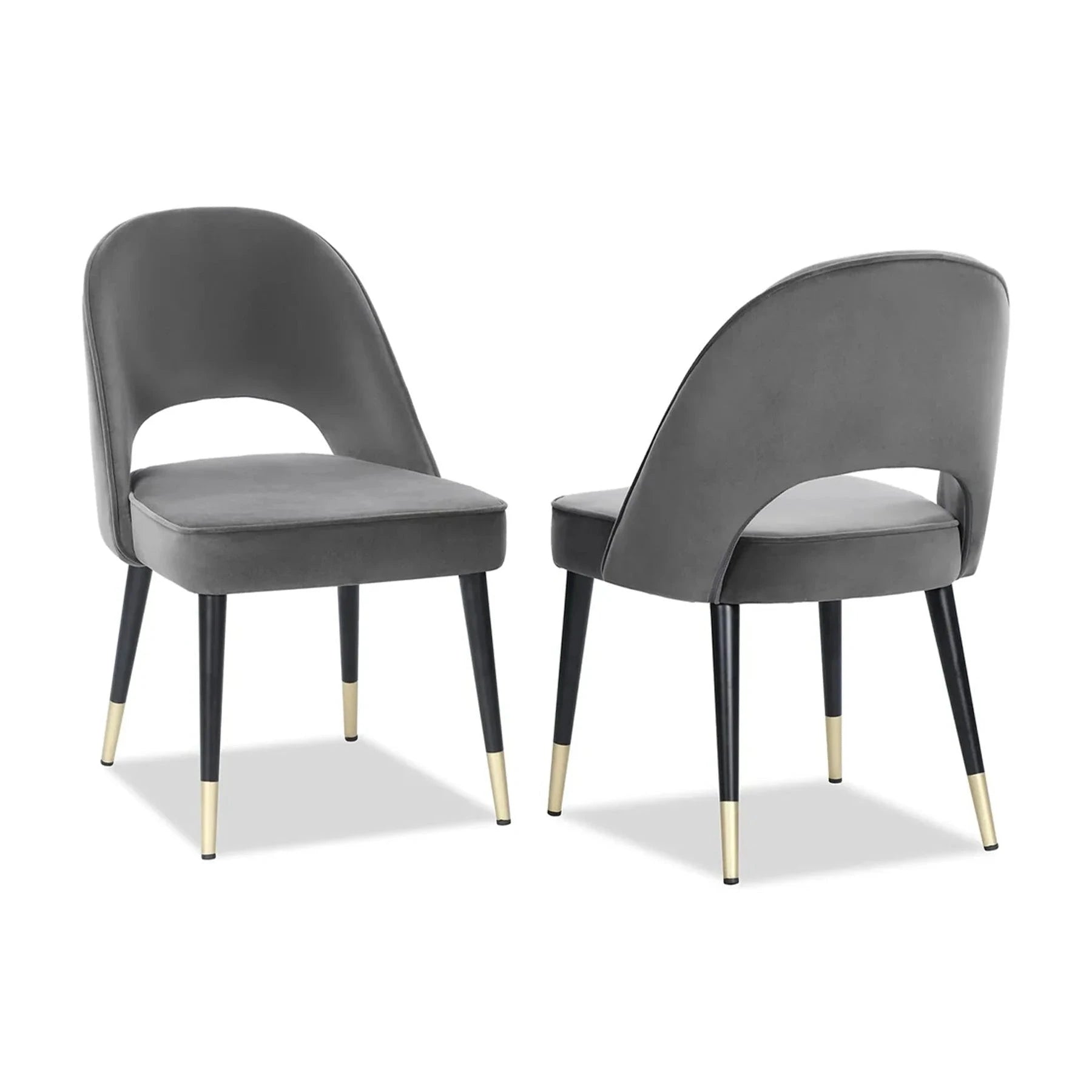 Set of 2 Yves Kaster II Slate Grey Velvet Dining Chairs