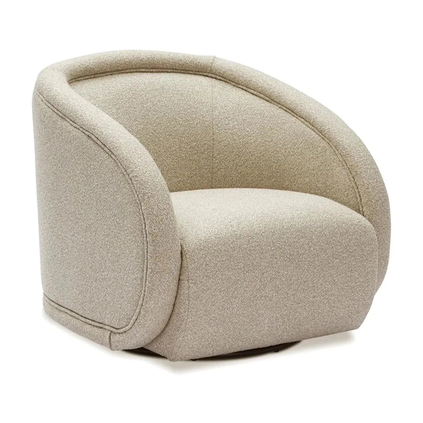 Alice Capella Sand Chenille & Matt Black Metal Swivel Armchair