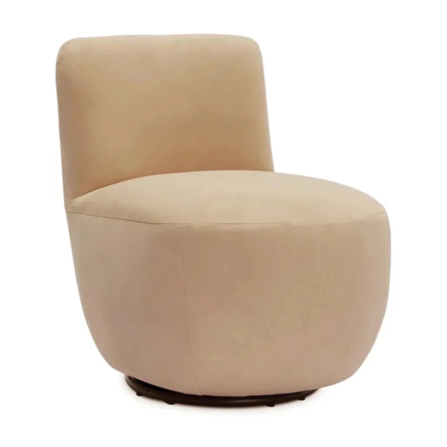 Hopper Desert Velvet & Matt Black Metal Swivel Armchair