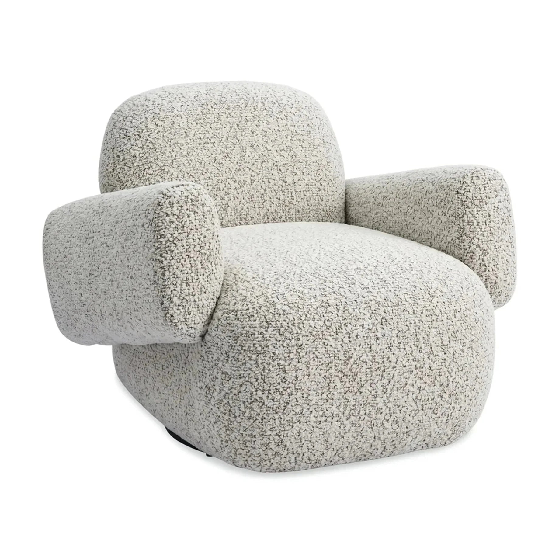 Bolton Ripley Grav Chenille & Matt Black Metal Swivel Armchair