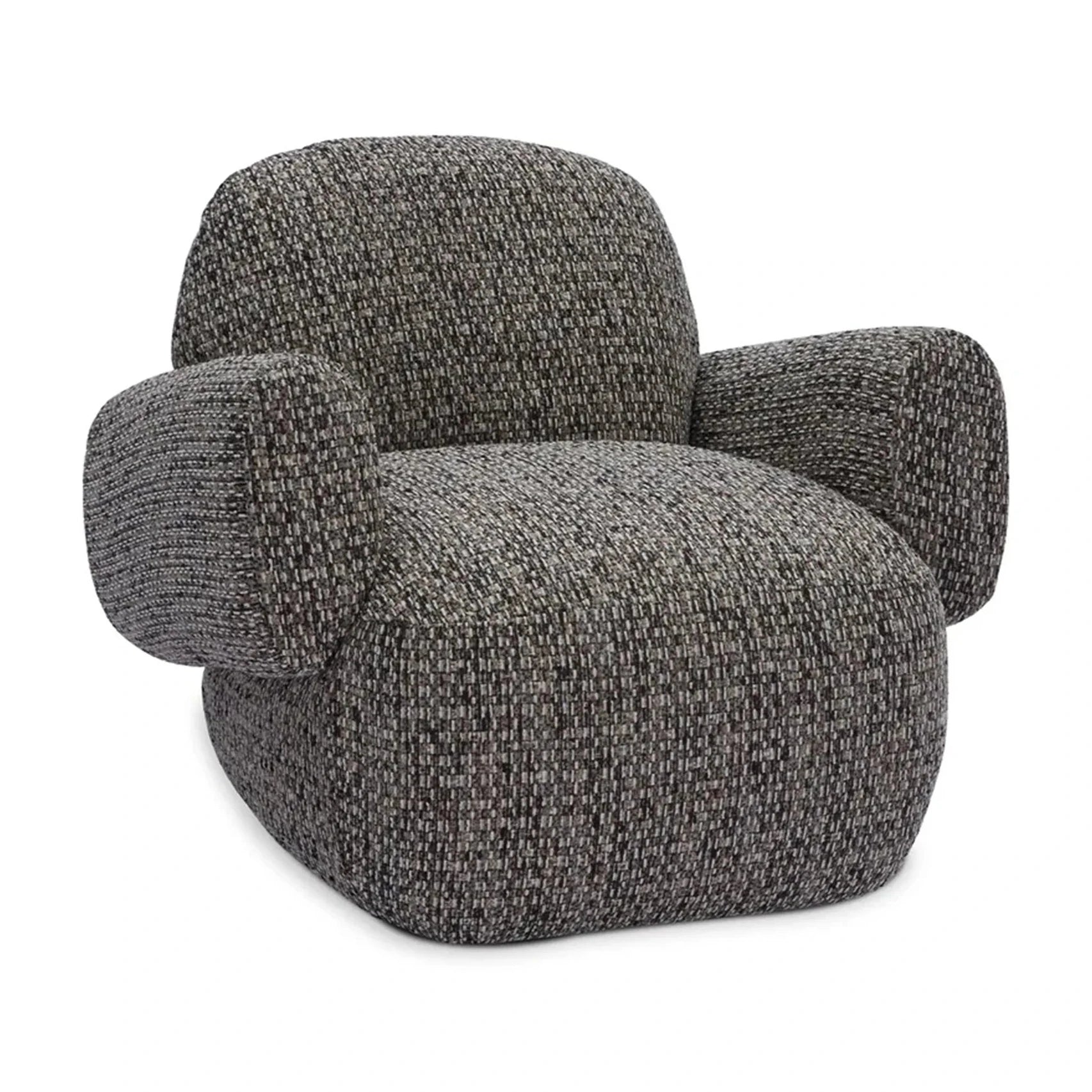 Bolton Tetru Terra Chenille & Matt Black Metal Swivel Armchair
