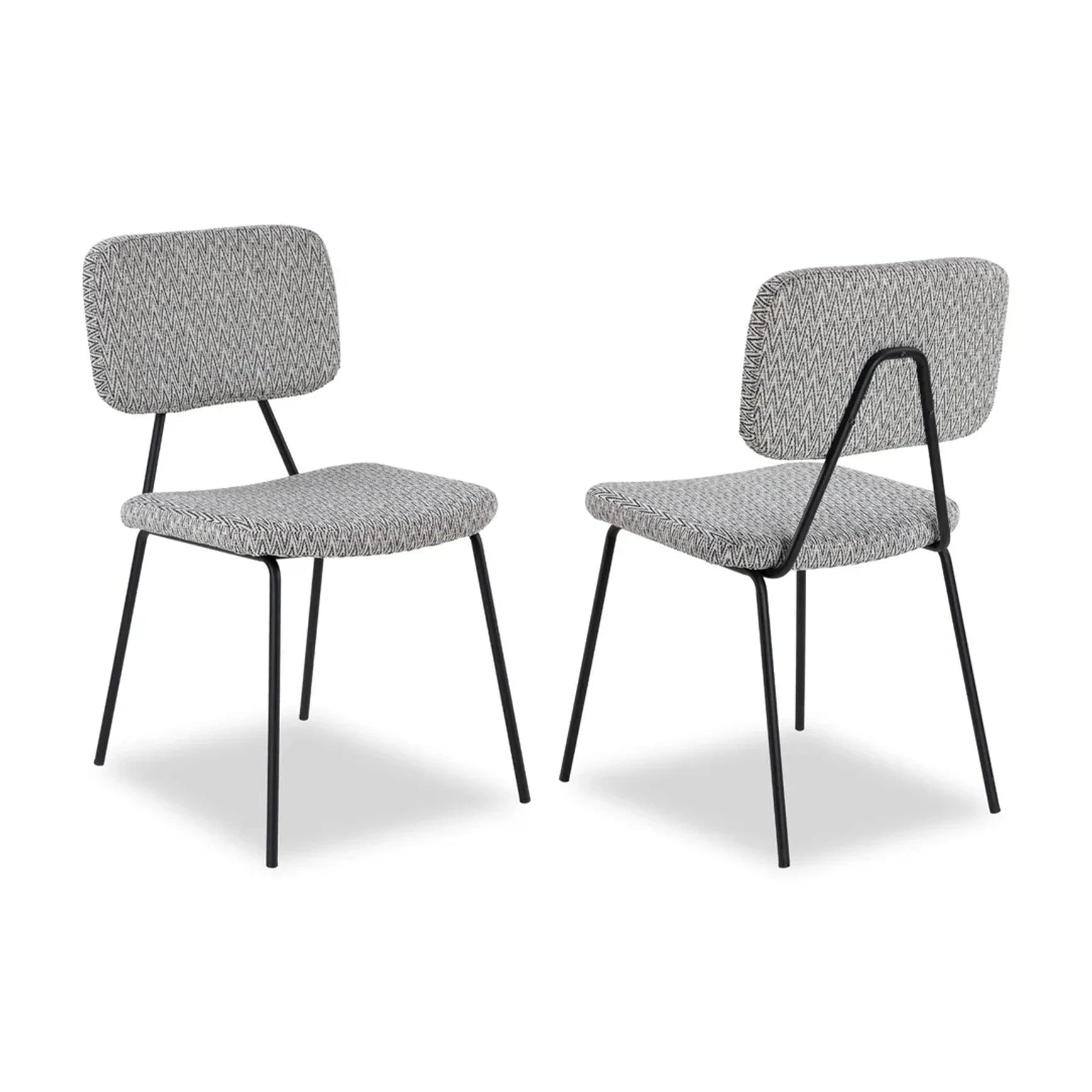Set of 2 Tatini Emporio Pattern Linen Look Dining Chairs