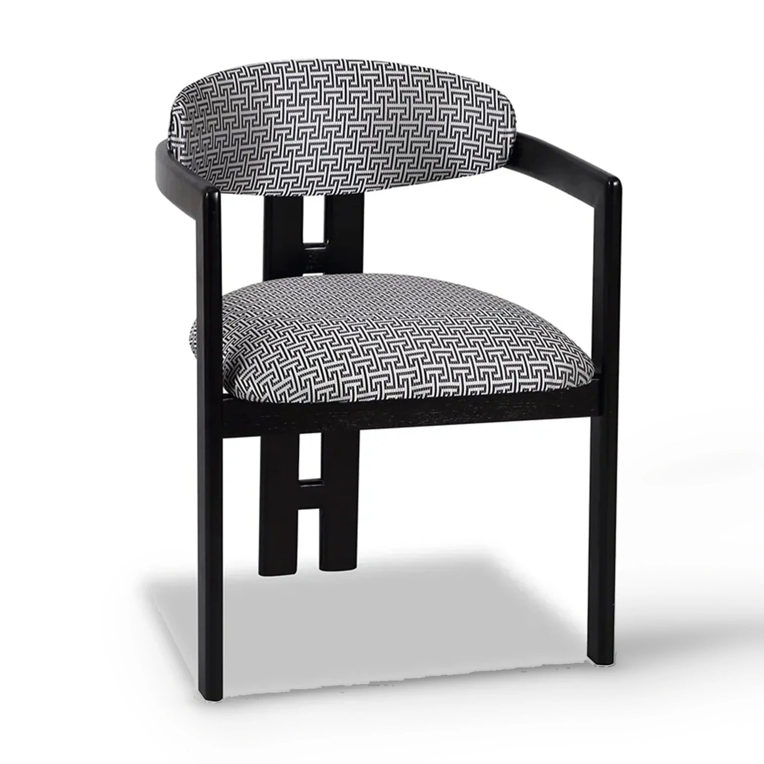 Neo Geometric Pattern Linen Look Dining Chair