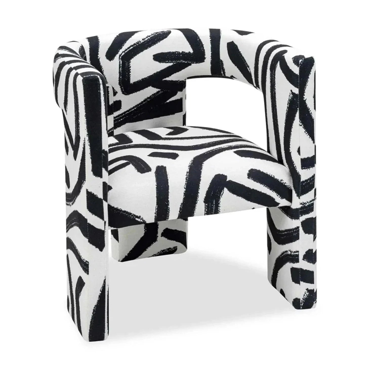 Archer Graphic Black & White Linen Look Armchair