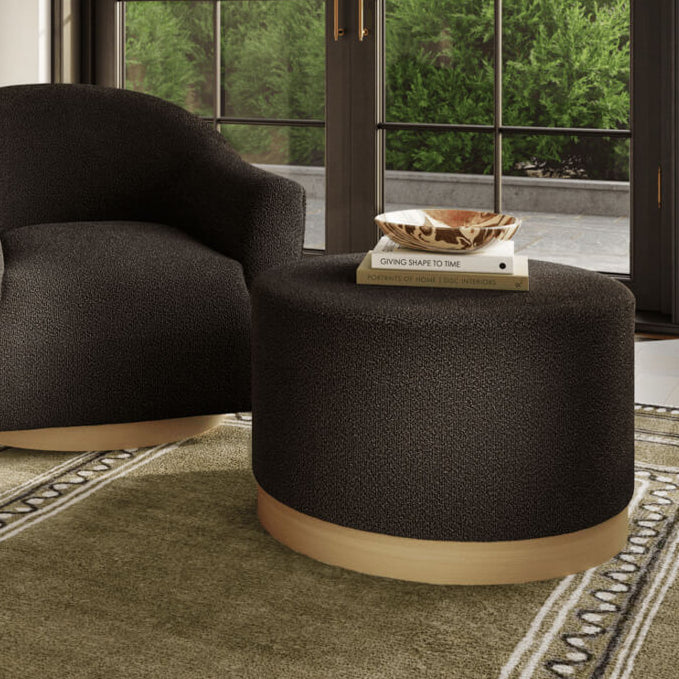Lara Pouffe Black Boucle & Natural Large
