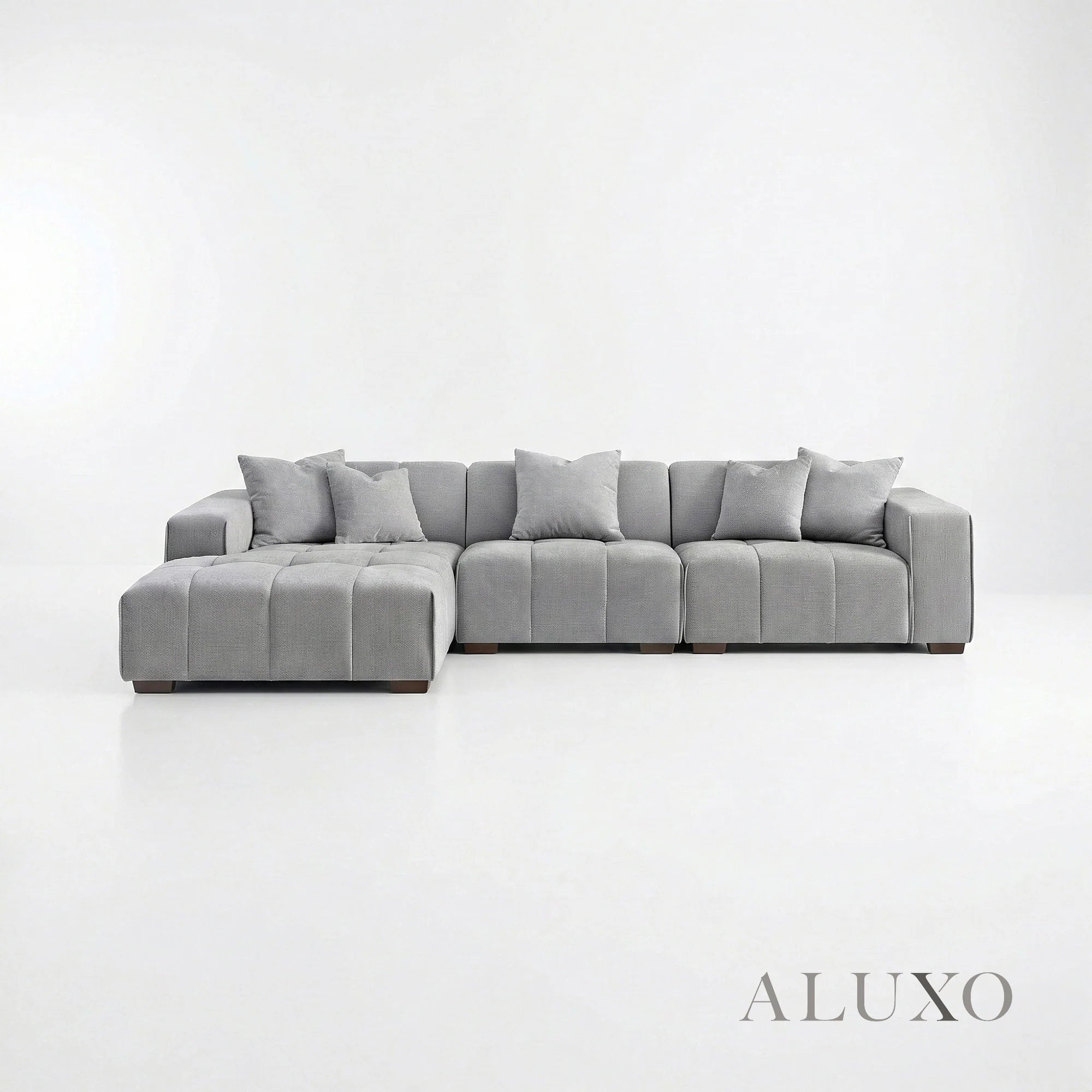 Aluxo Albert Cloudy Grey Boucle Left Hand Corner Sofa | 5 Seater
