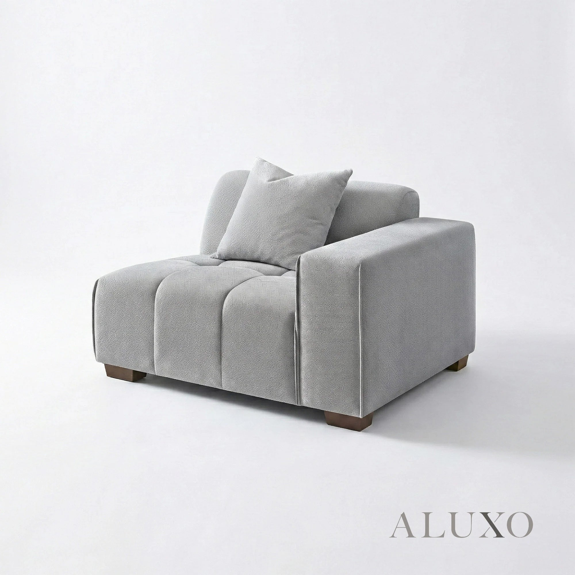 Aluxo Albert Cloudy Grey Boucle Left Hand Corner Sofa | 5 Seater