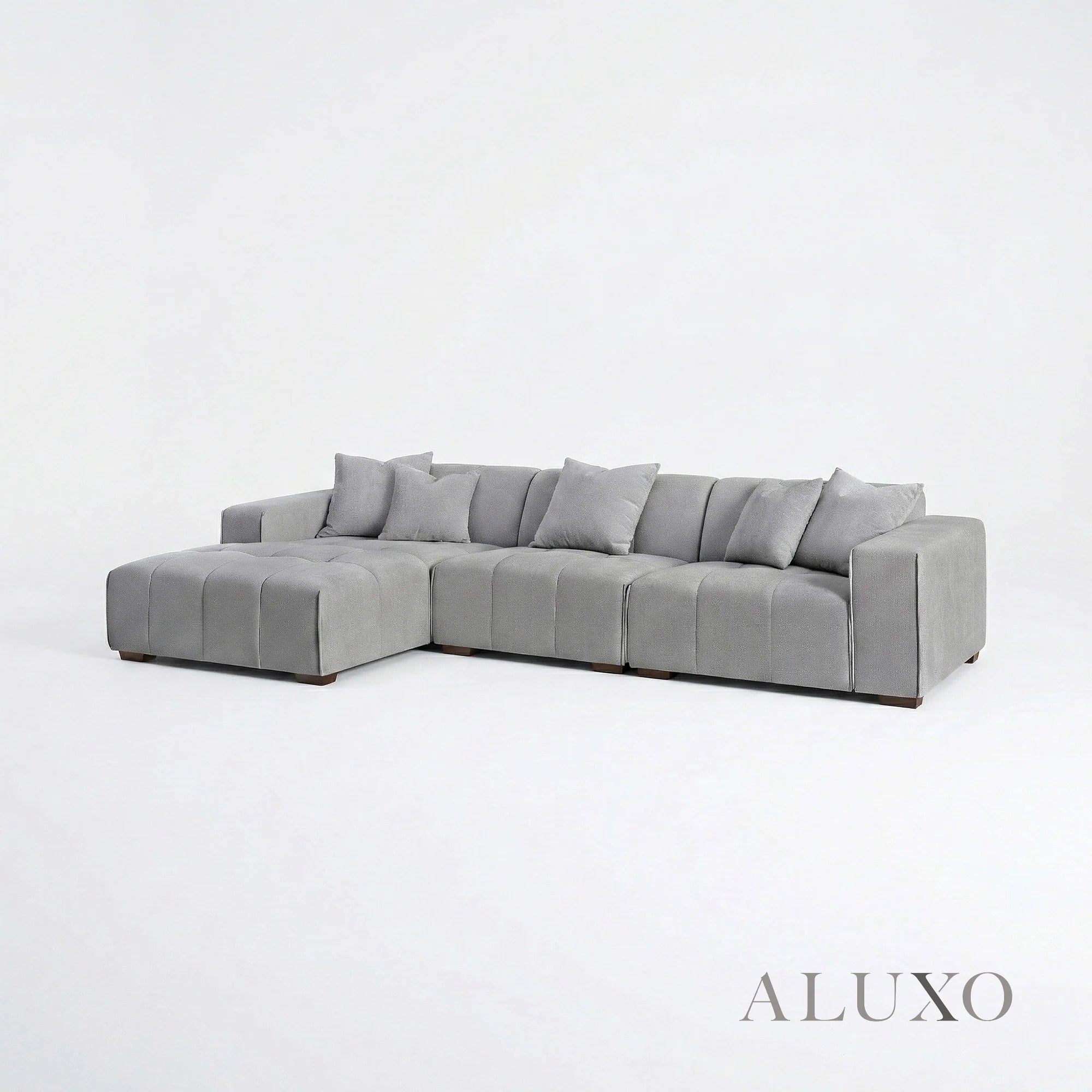 Aluxo Albert Cloudy Grey Boucle Left Hand Corner Sofa | 5 Seater
