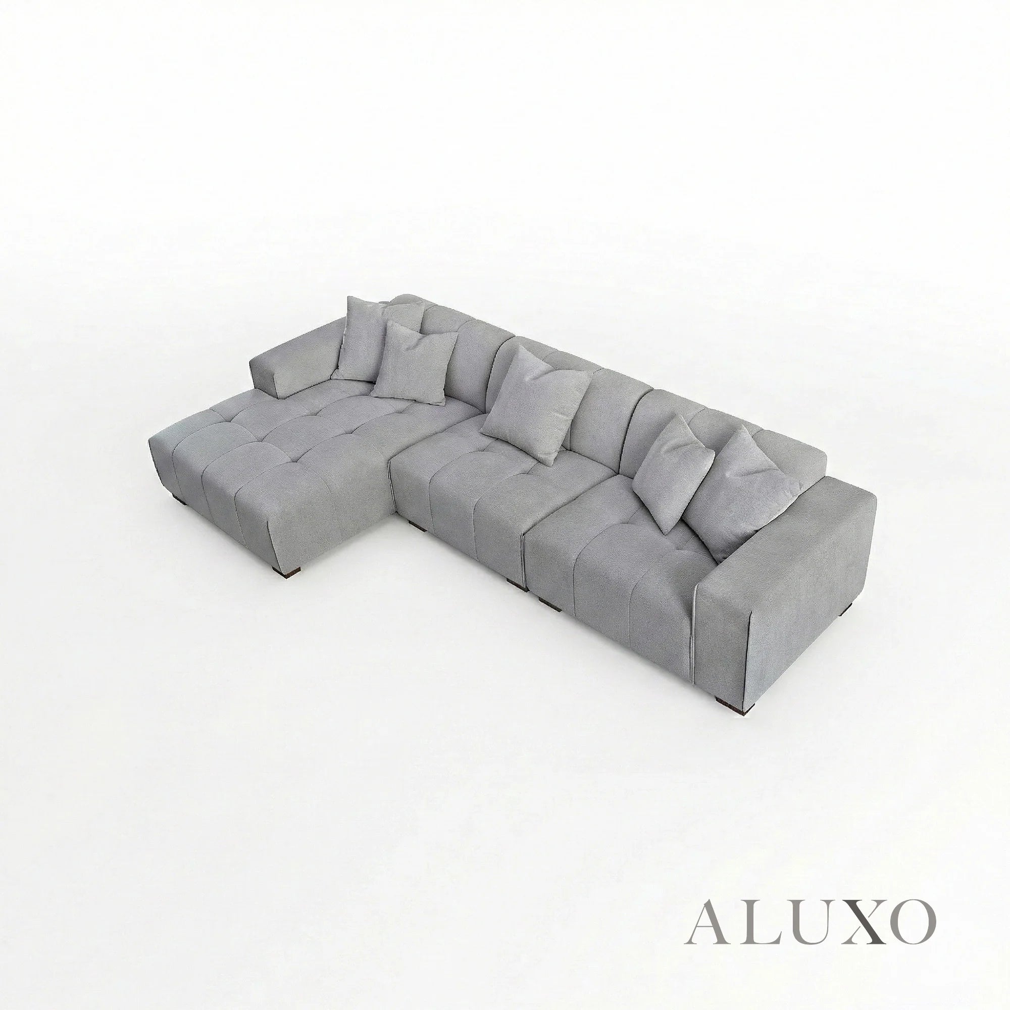 Aluxo Albert Cloudy Grey Boucle Left Hand Corner Sofa | 5 Seater