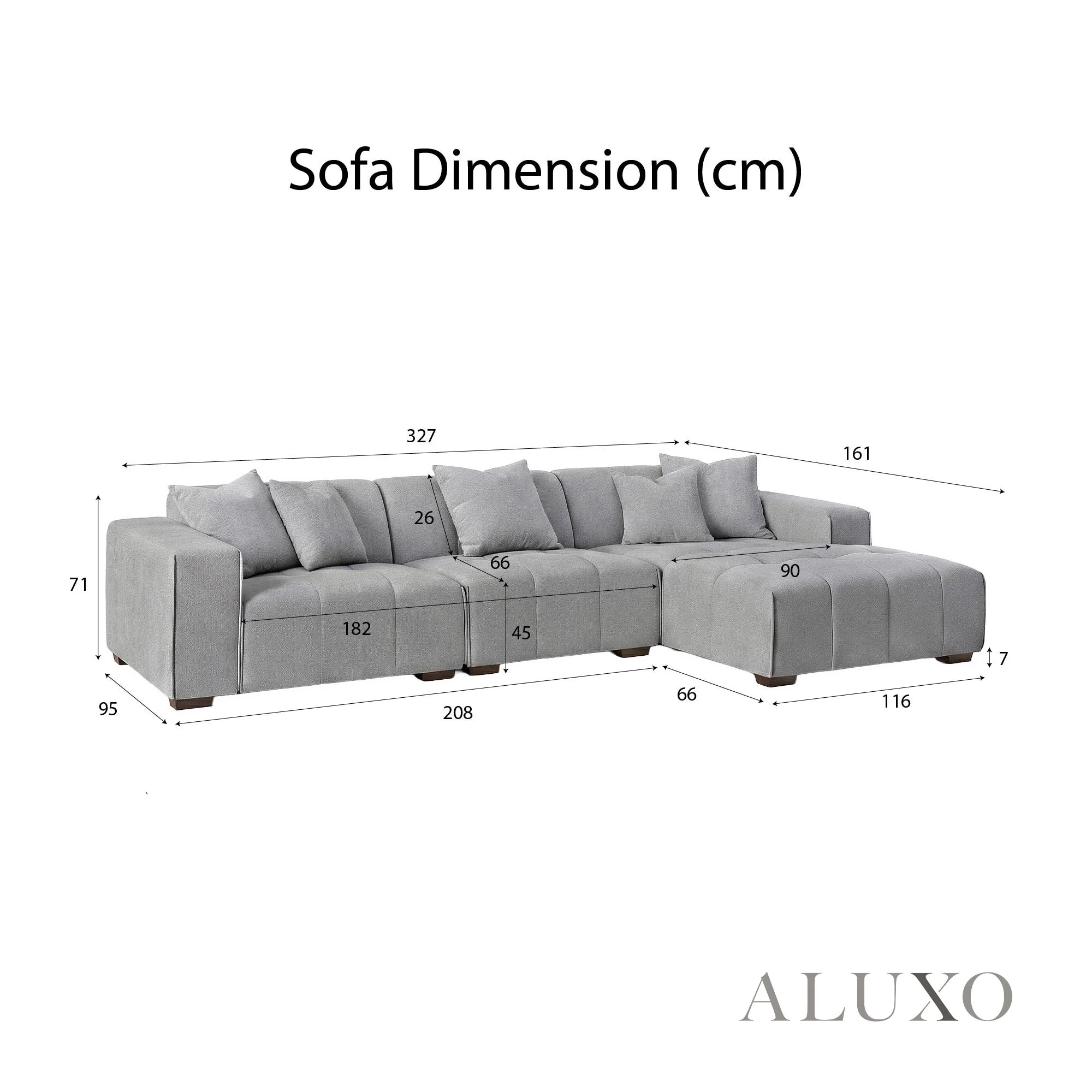 Aluxo Albert Cloudy Grey Boucle Right Hand Corner Sofa | 5 Seater