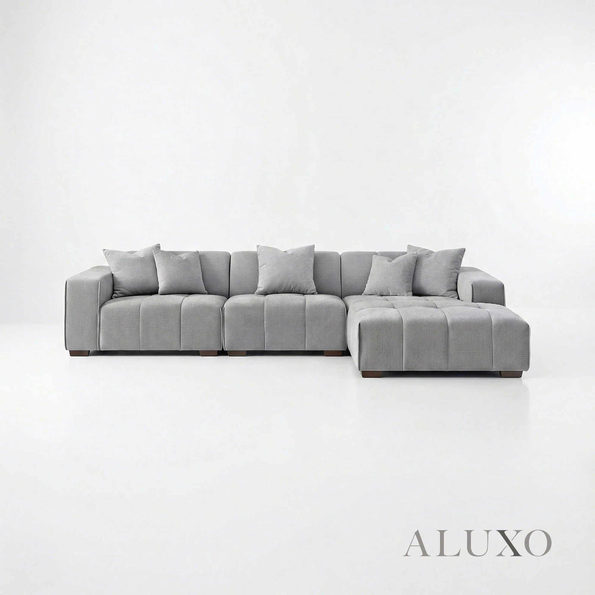 Aluxo Albert Cloudy Grey Boucle Right Hand Corner Sofa | 5 Seater