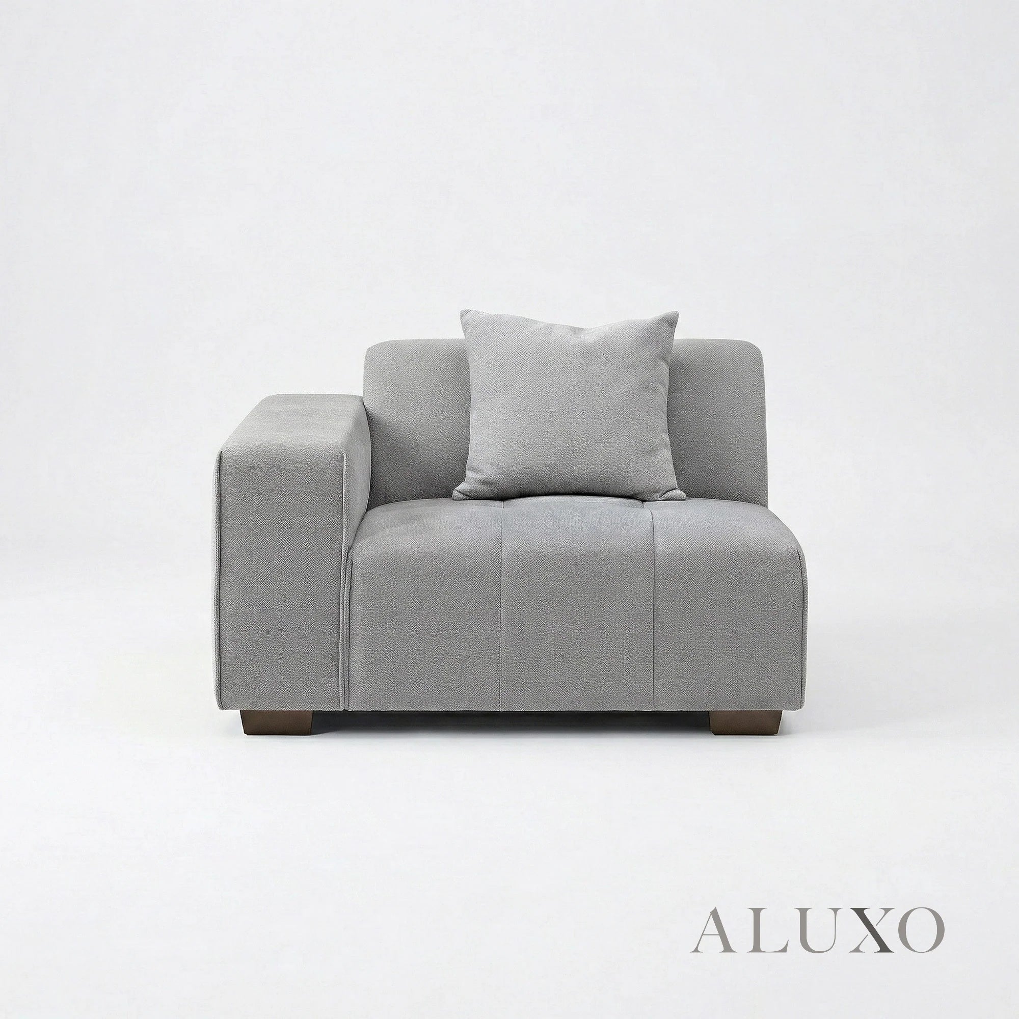 Aluxo Albert Cloudy Grey Boucle Right Hand Corner Sofa | 5 Seater